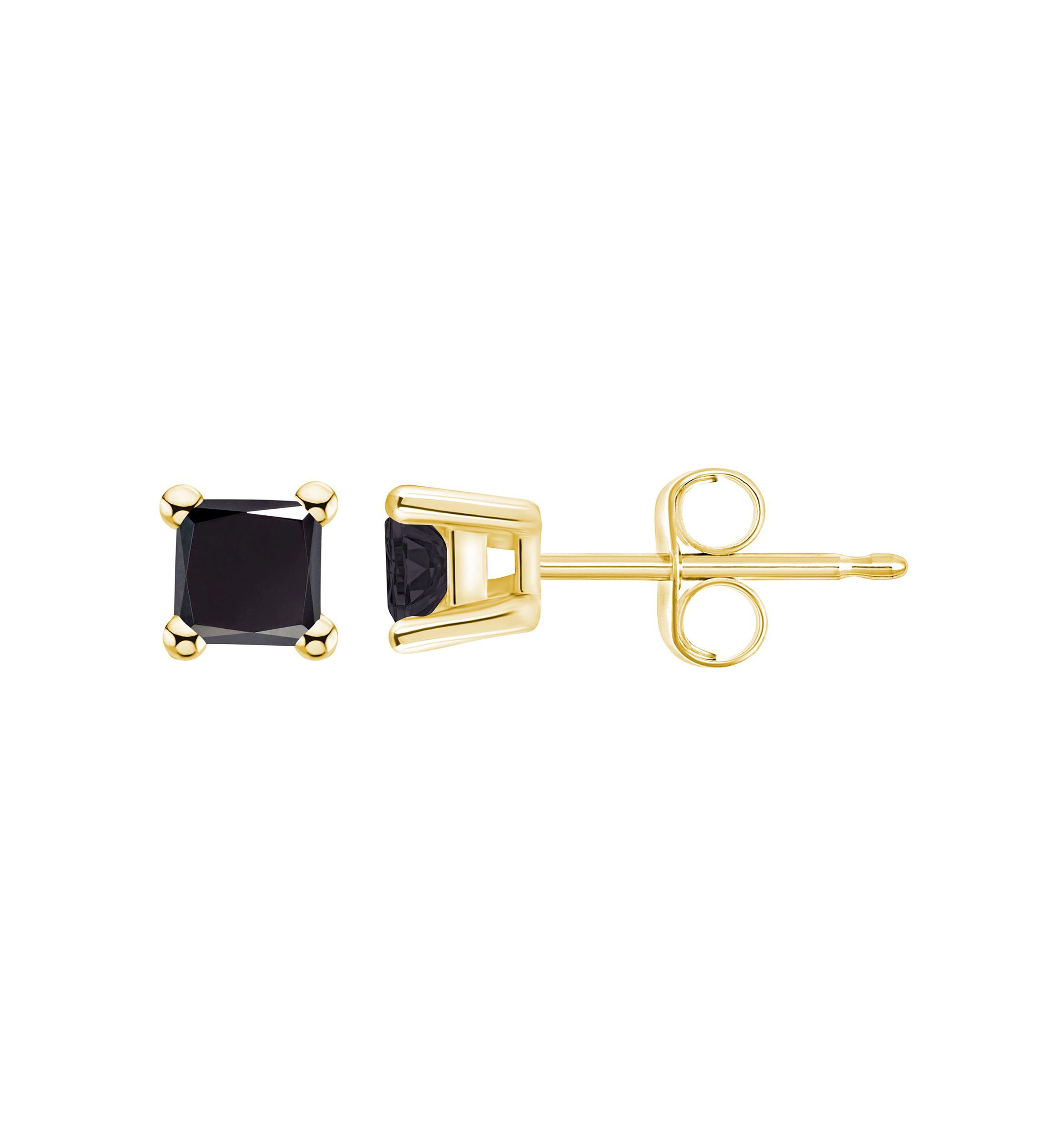 14K White Gold 1/2 CTTW Princess Cut Black Diamond Stud Earrings