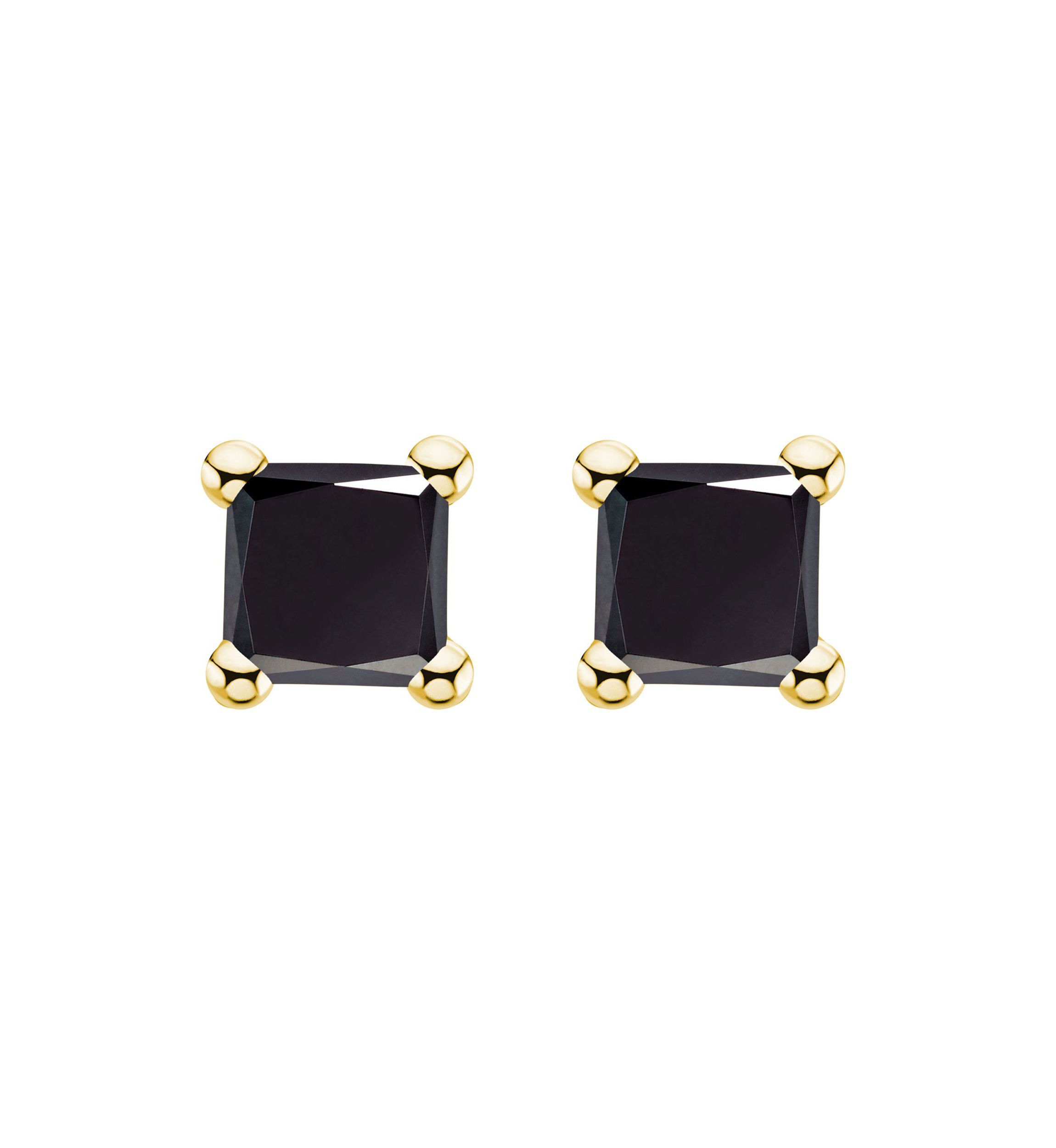 14K White Gold 1/2 CTTW Princess Cut Black Diamond Stud Earrings