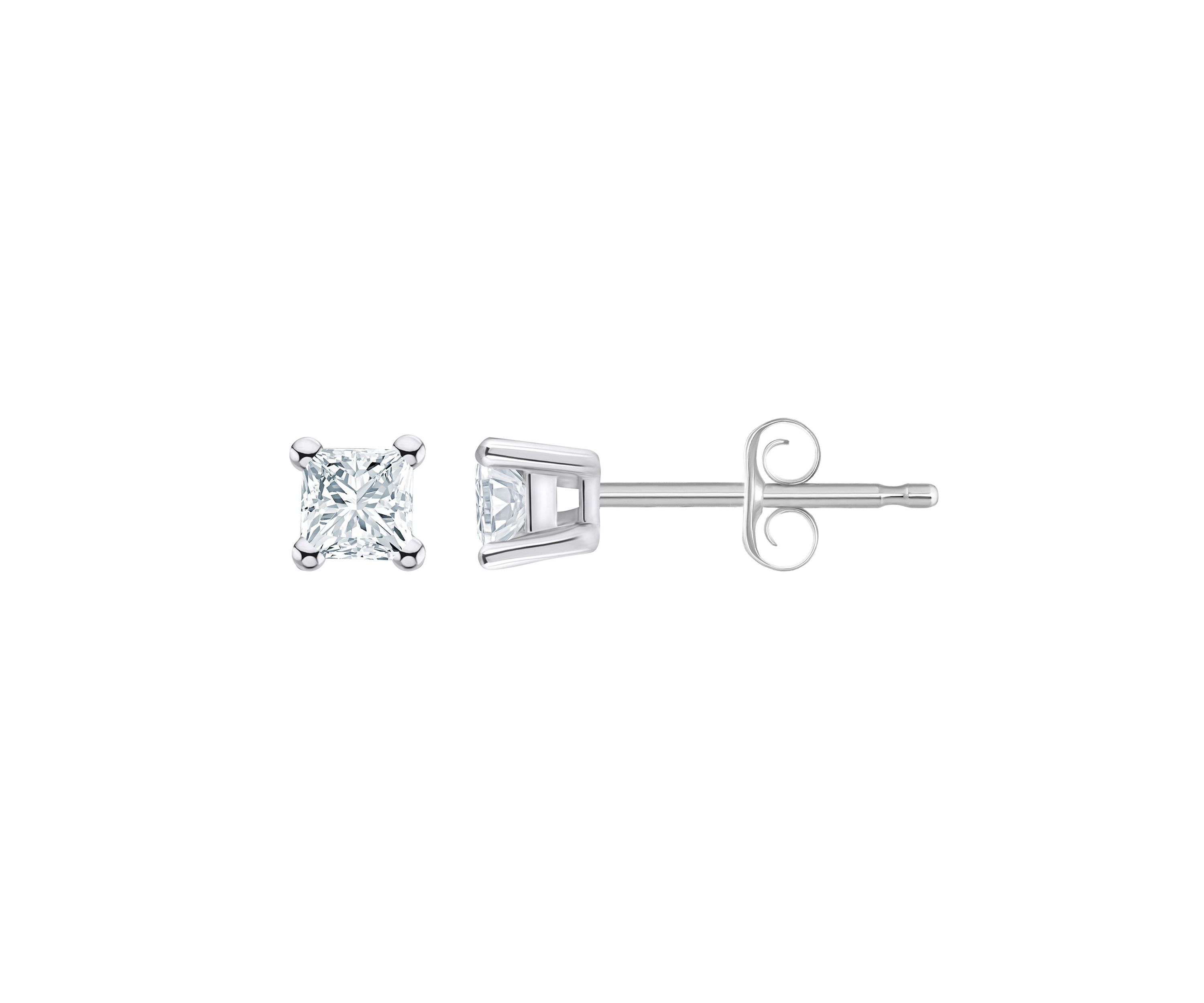 14K Yellow Gold 1/4 CTTW Princess Cut Diamond Stud Earrings