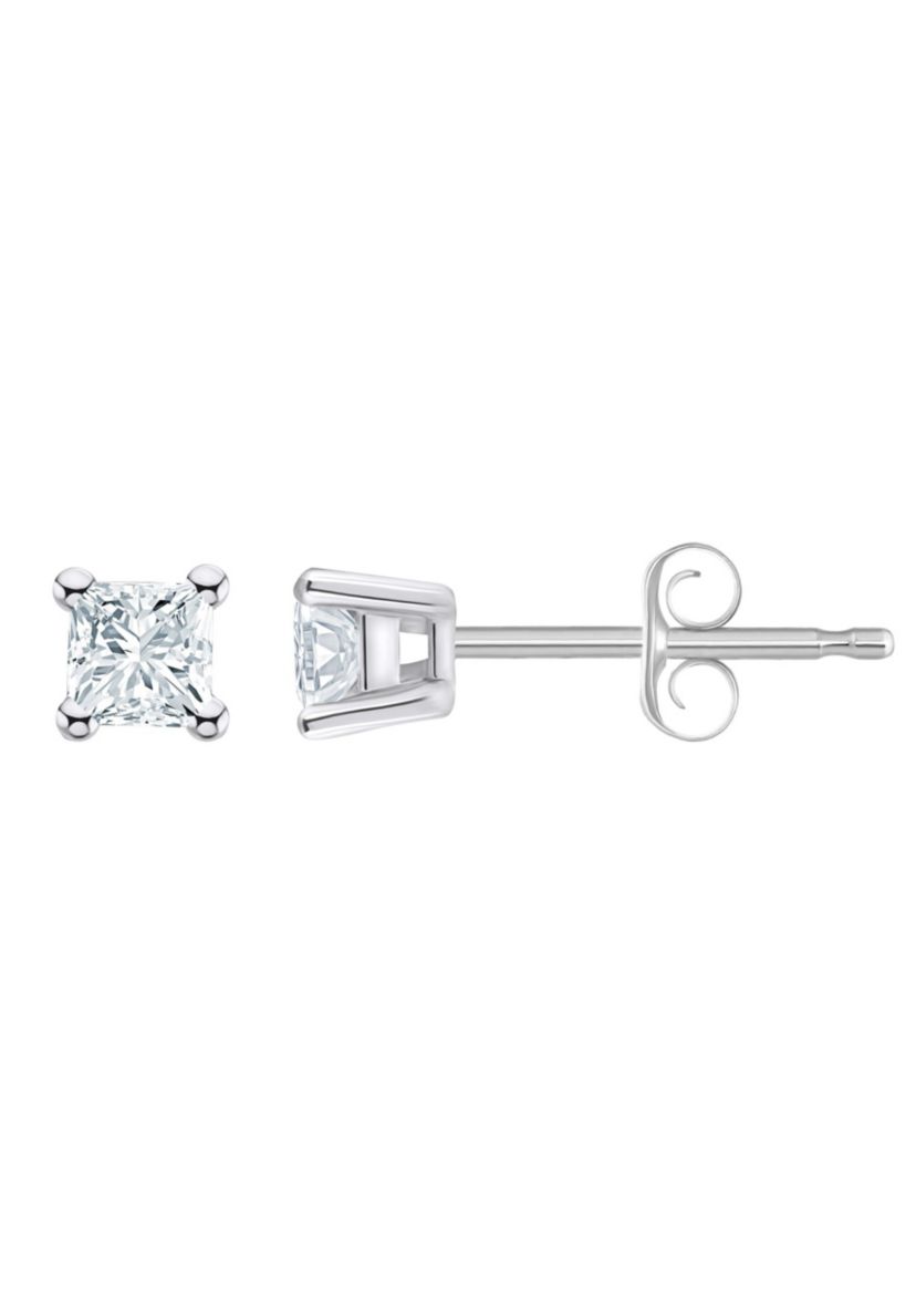 14K Yellow Gold 1/4 CTTW Princess Cut Diamond Stud Earrings