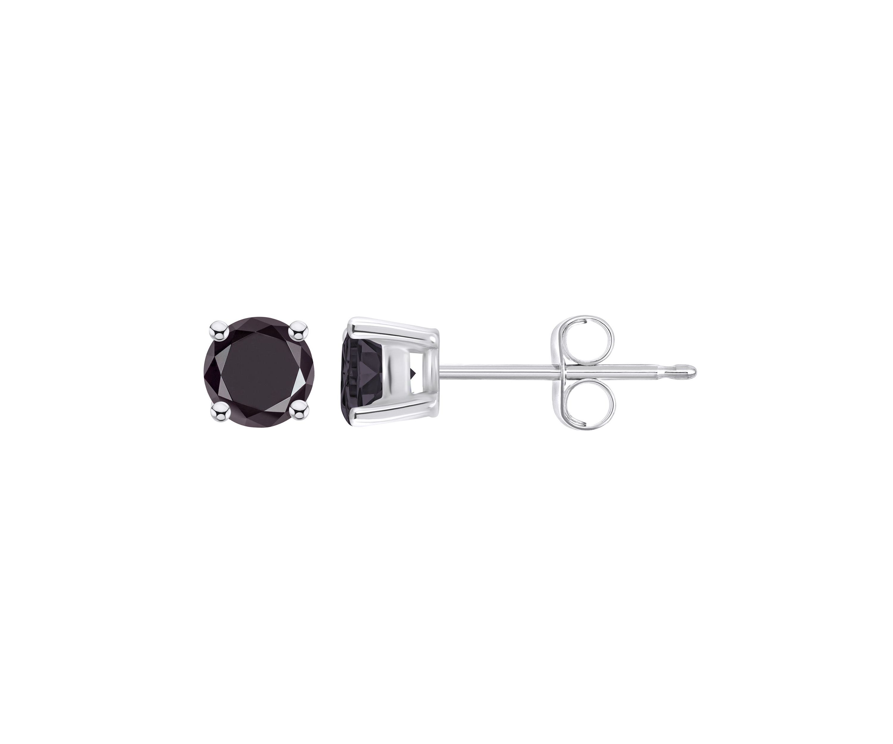 14K White Gold 1/2 CTTW Round Black Diamond Stud Earrings