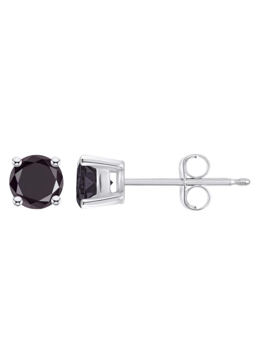14K White Gold 1/2 CTTW Round Black Diamond Stud Earrings