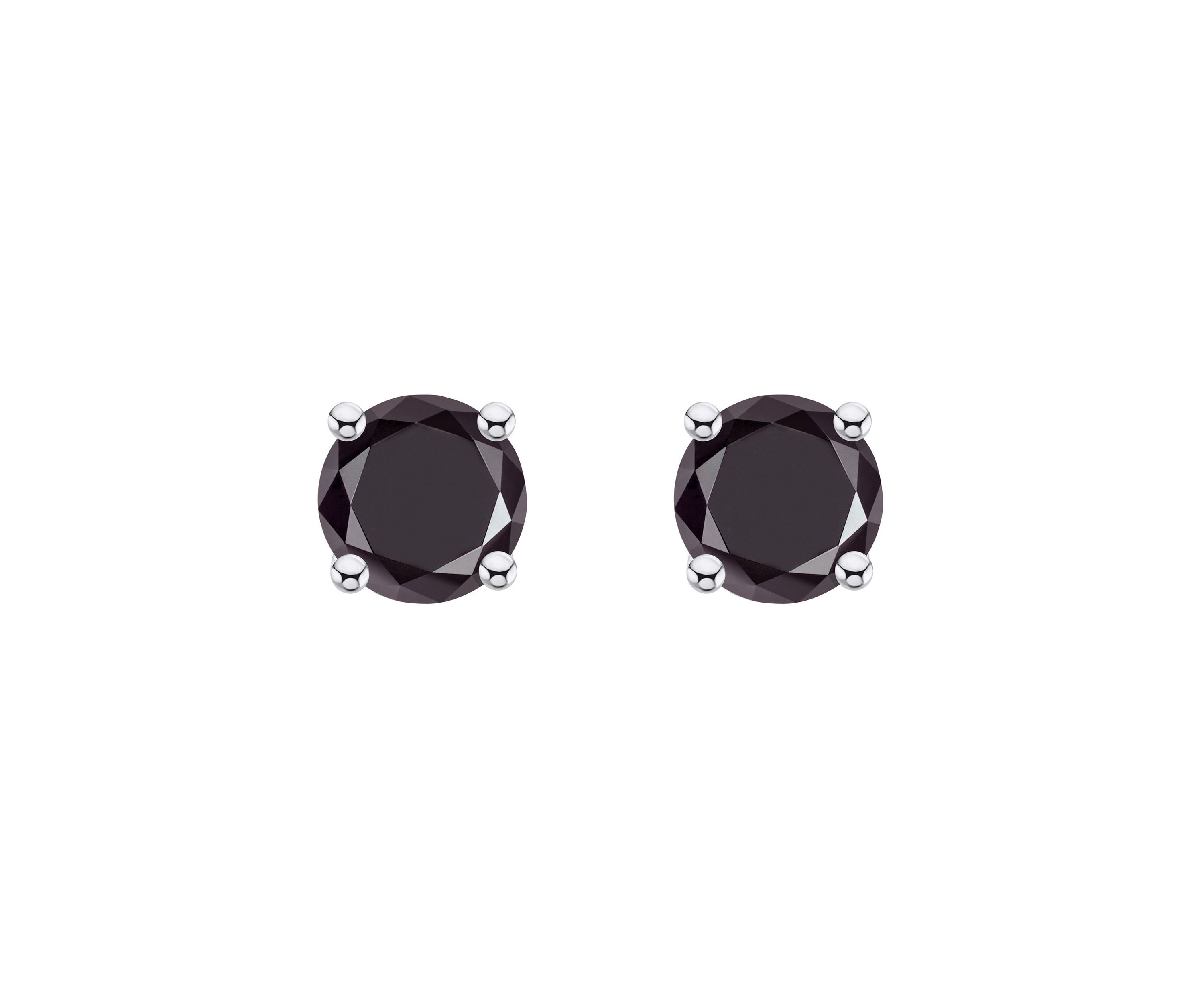 14K White Gold 1/2 CTTW Round Black Diamond Stud Earrings
