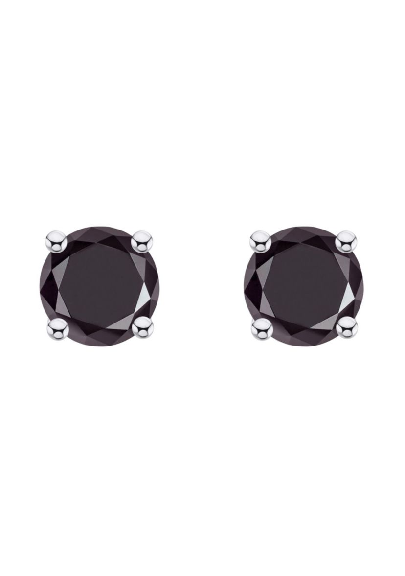 14K White Gold 1/2 CTTW Round Black Diamond Stud Earrings