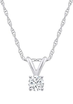 14K Yellow Gold 1/4 CTTW Round Diamond Pendant Necklace