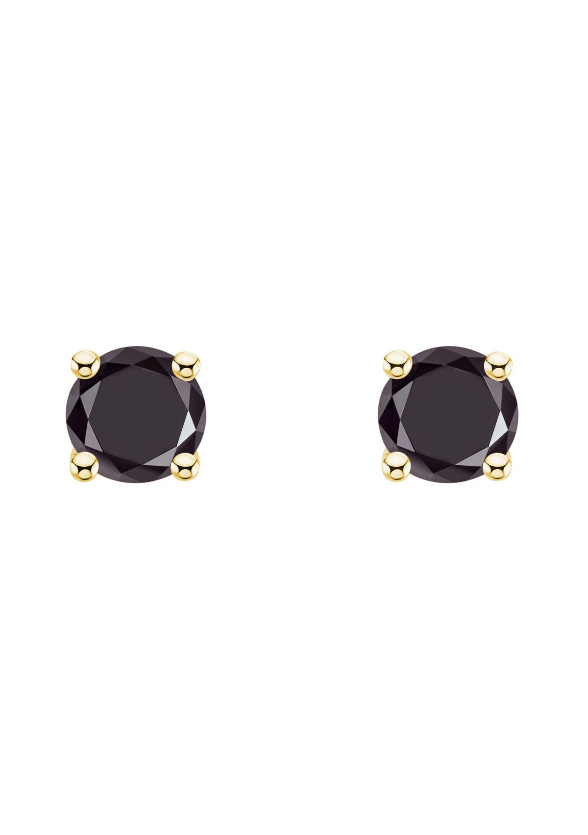14K Yellow Gold 1/10 CTTW Round Black Diamond Stud Earrings
