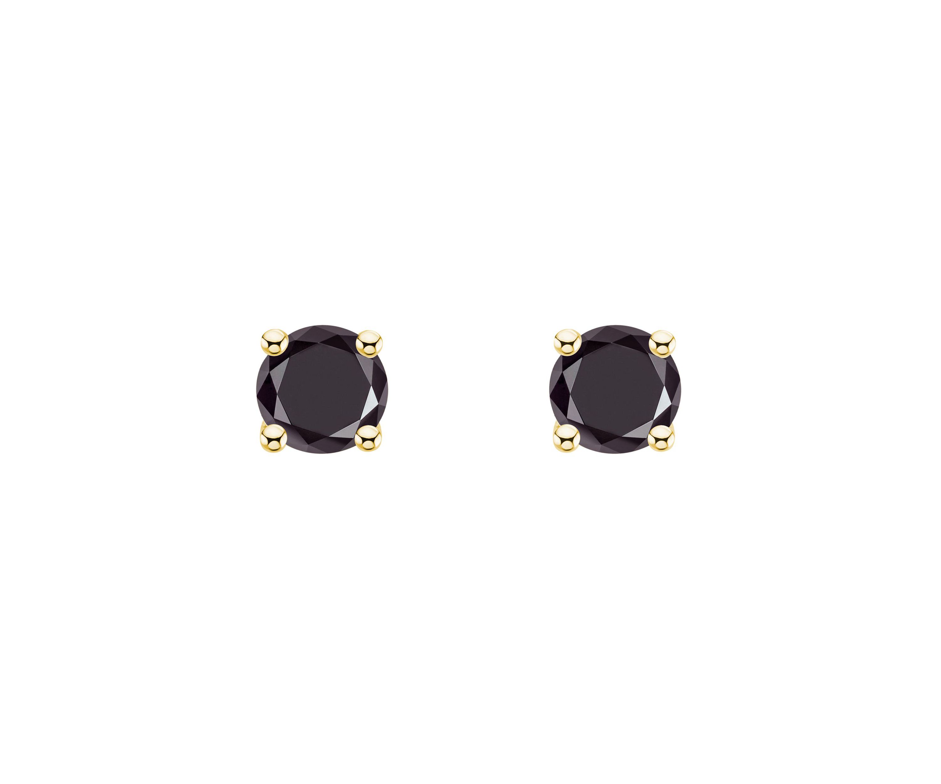 14K Yellow Gold 1/10 CTTW Round Black Diamond Stud Earrings