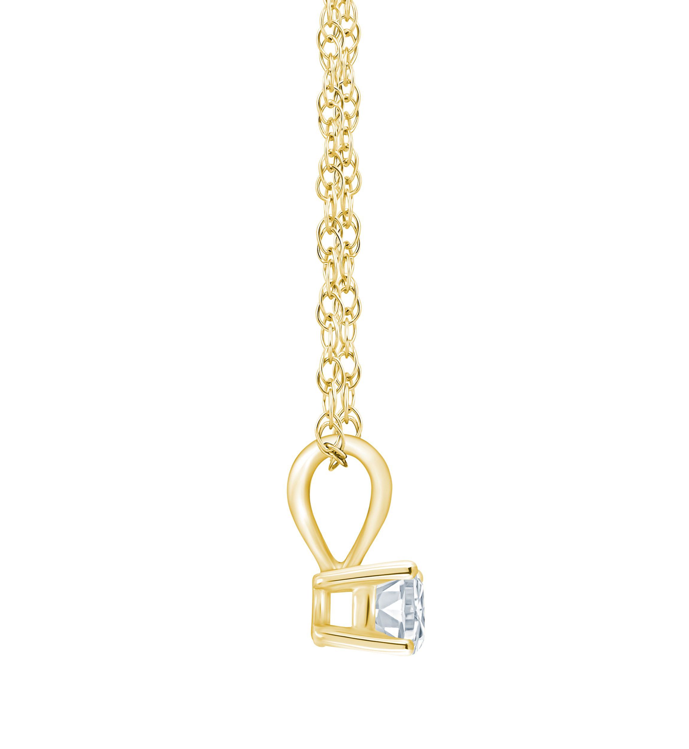 14K Yellow Gold 1/10 CTTW Round Diamond Pendant Necklace
