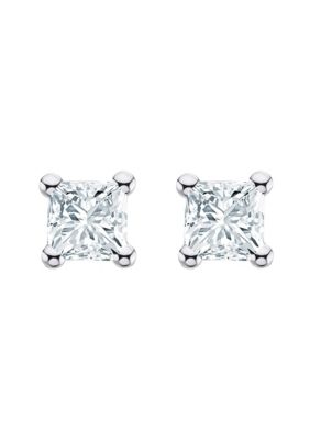 14K Gold 1/ CTTW Princess Cut Diamond Stud Earrings