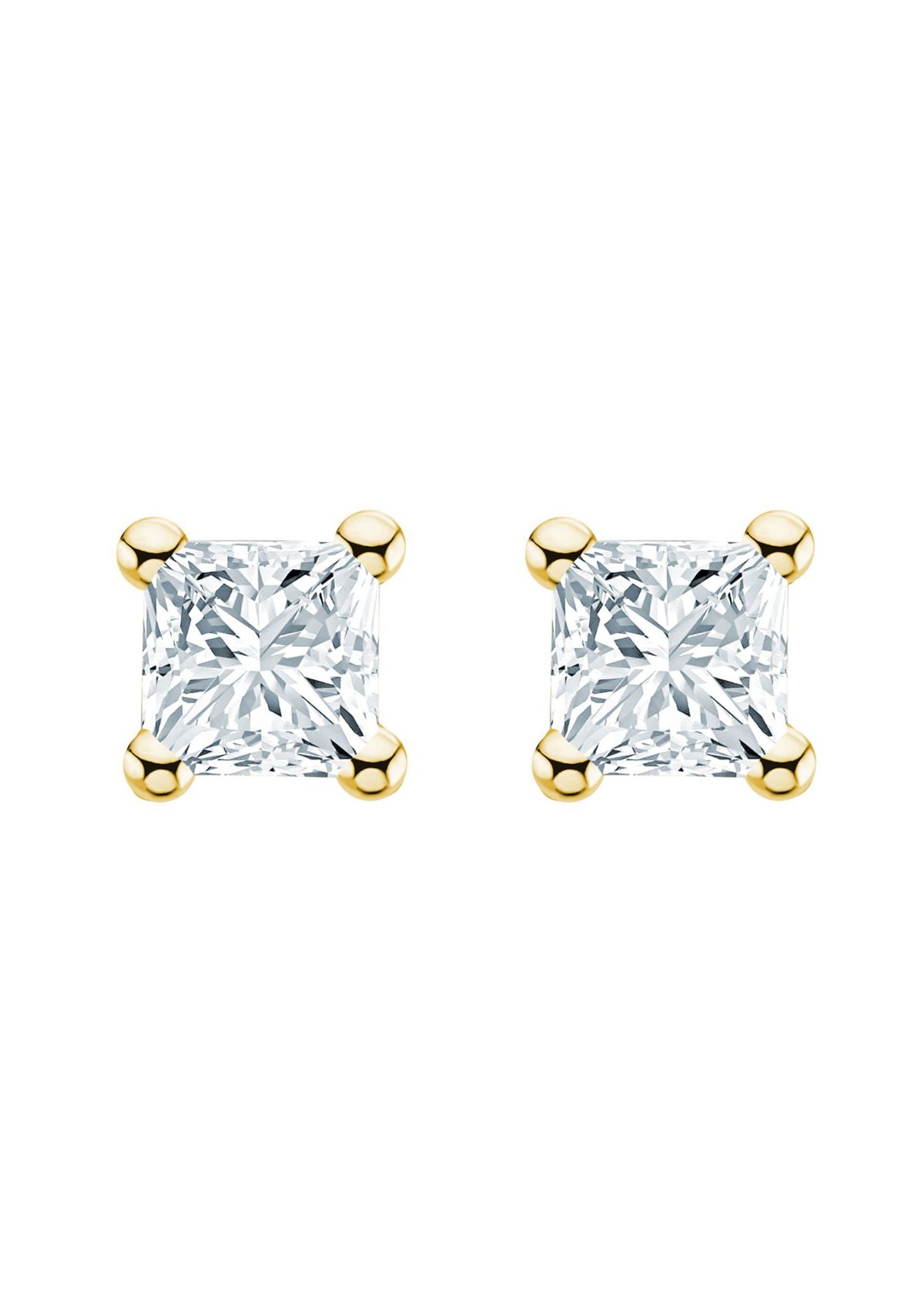 14K Yellow Gold 1/3 CTTW Princess Cut Diamond Stud Earrings