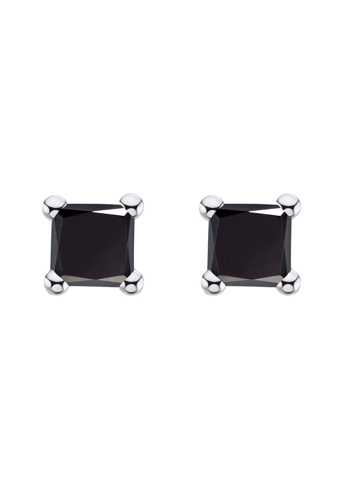 14K White Gold 1/4 CTTW Princess Cut Black Diamond Stud Earrings