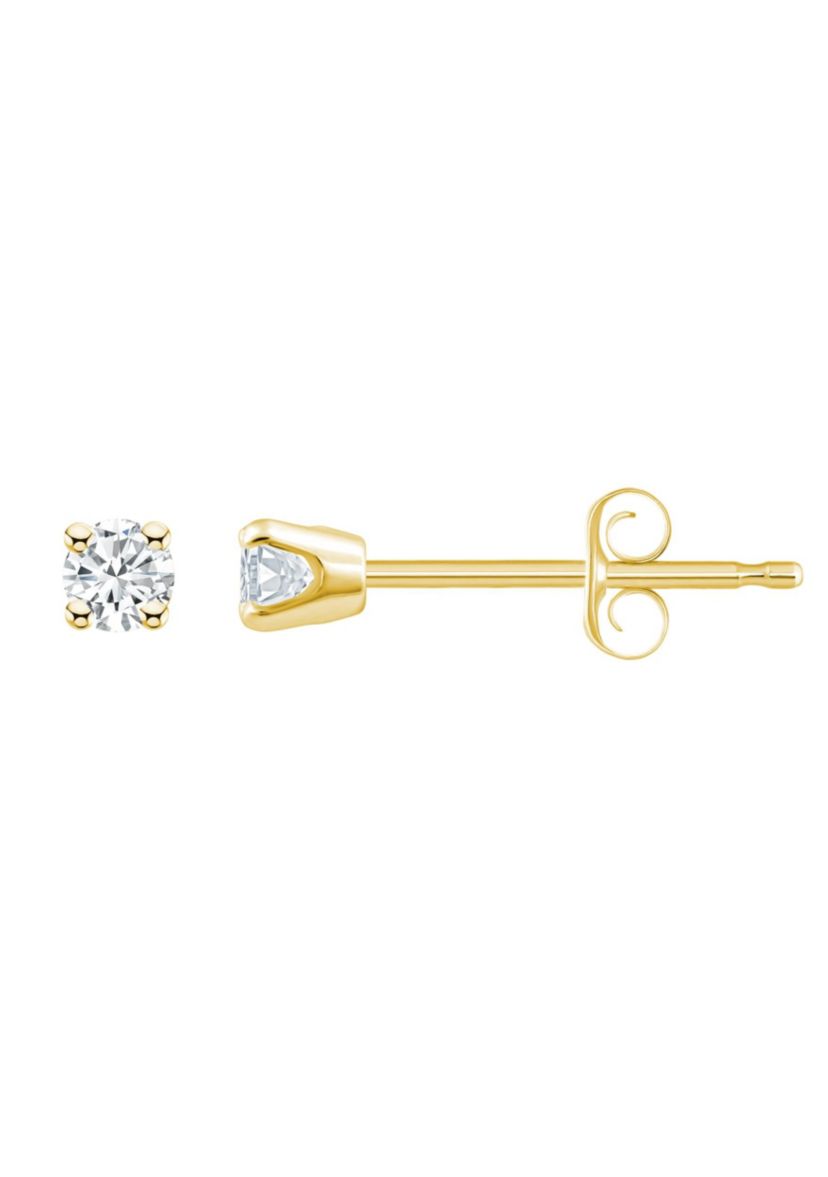 10K Yellow Gold 1/10 CTTW Round Diamond Stud Earrings