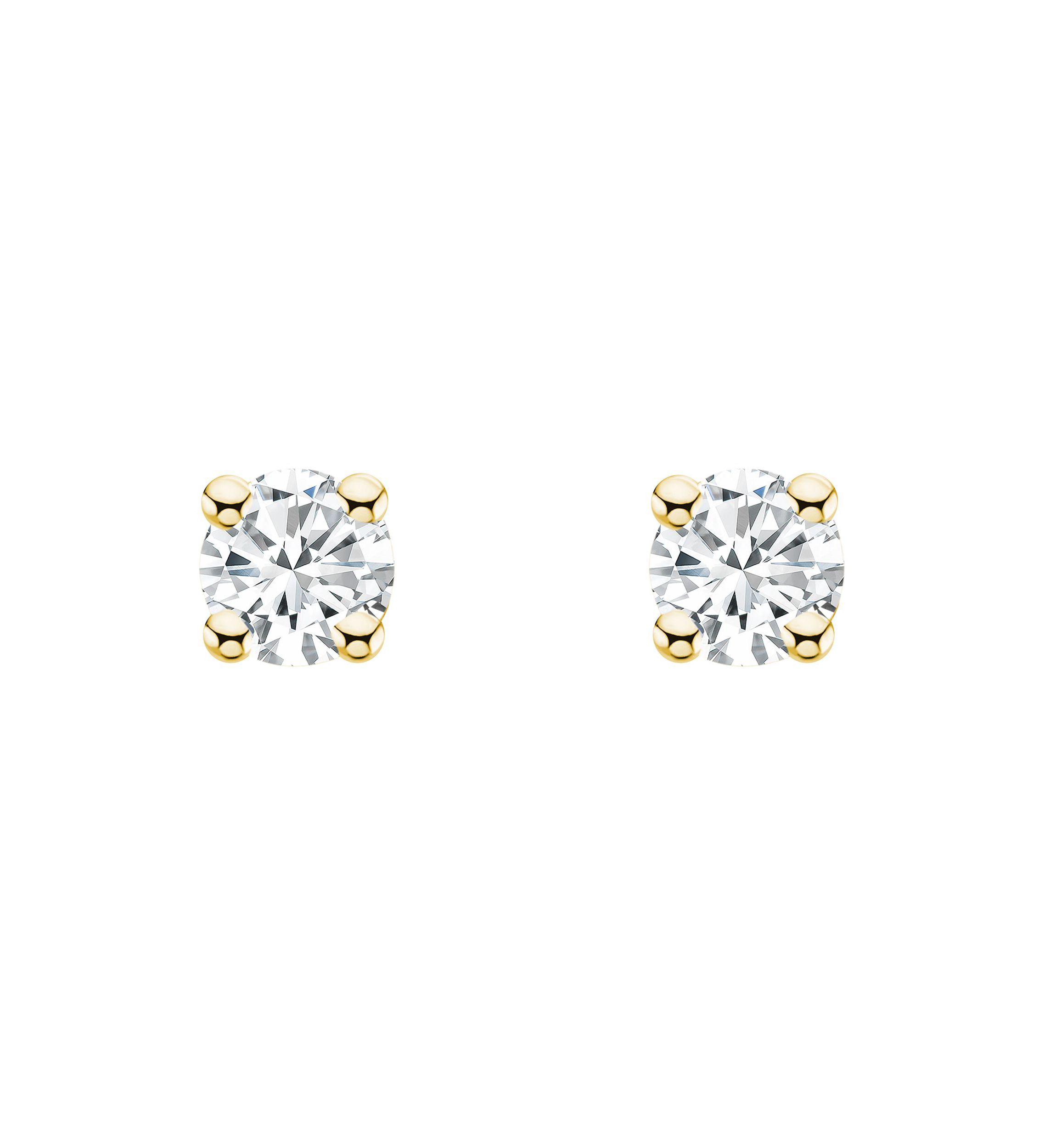 10K Yellow Gold 1/10 CTTW Round Diamond Stud Earrings