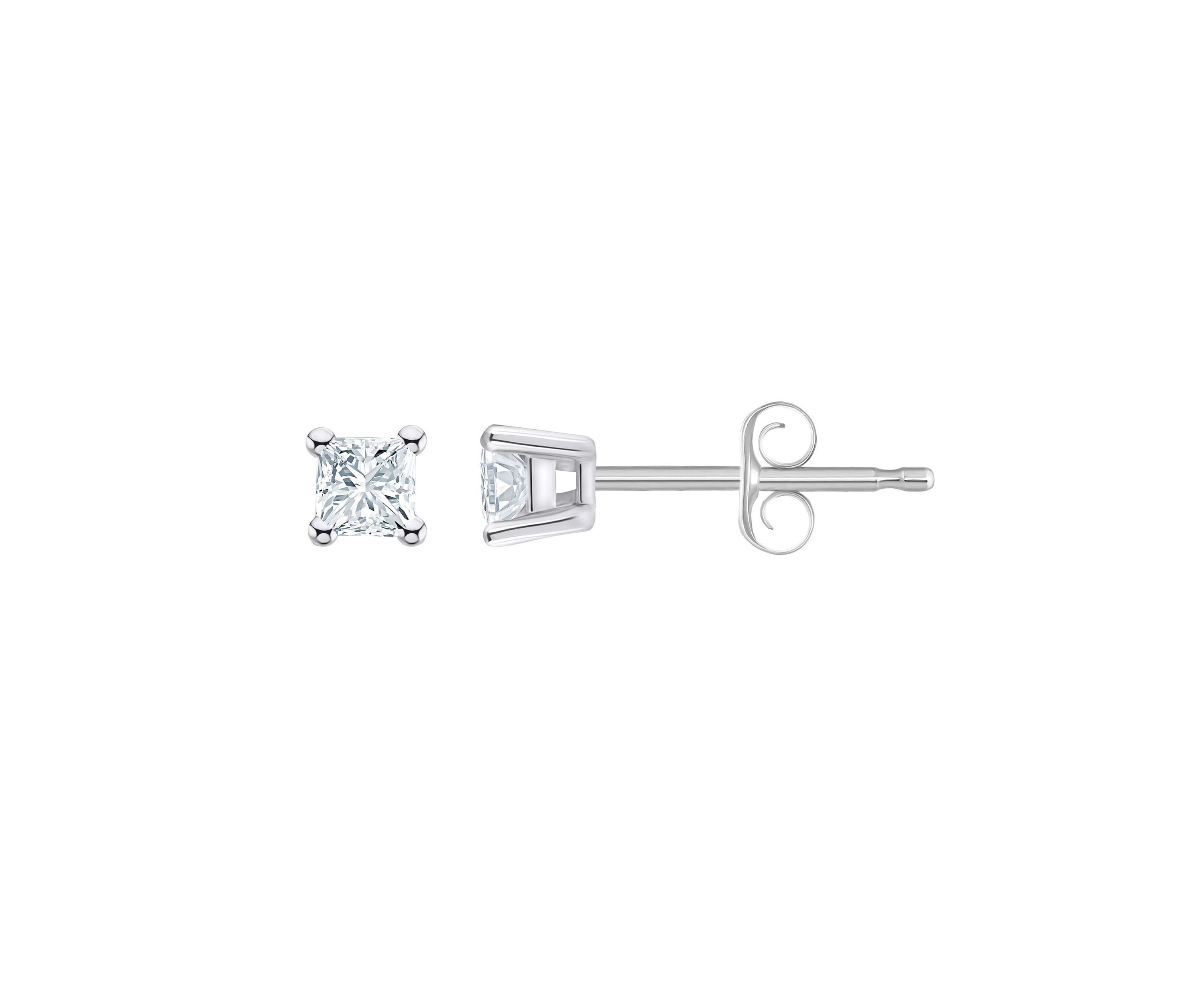 14K Yellow Gold 1/10 CTTW Princess Cut Diamond Stud Earrings