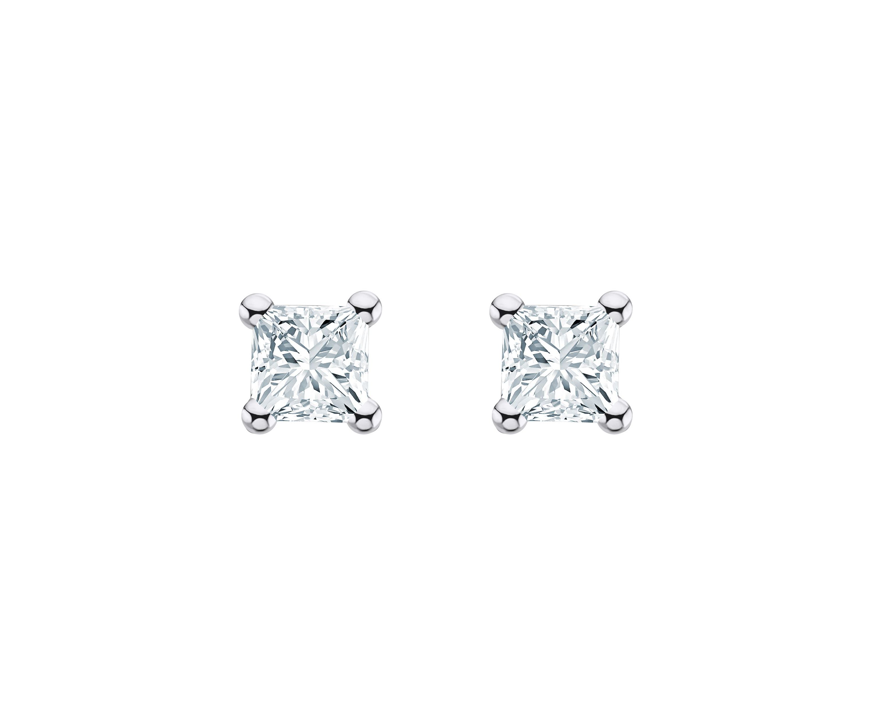 14K Yellow Gold 1/10 CTTW Princess Cut Diamond Stud Earrings