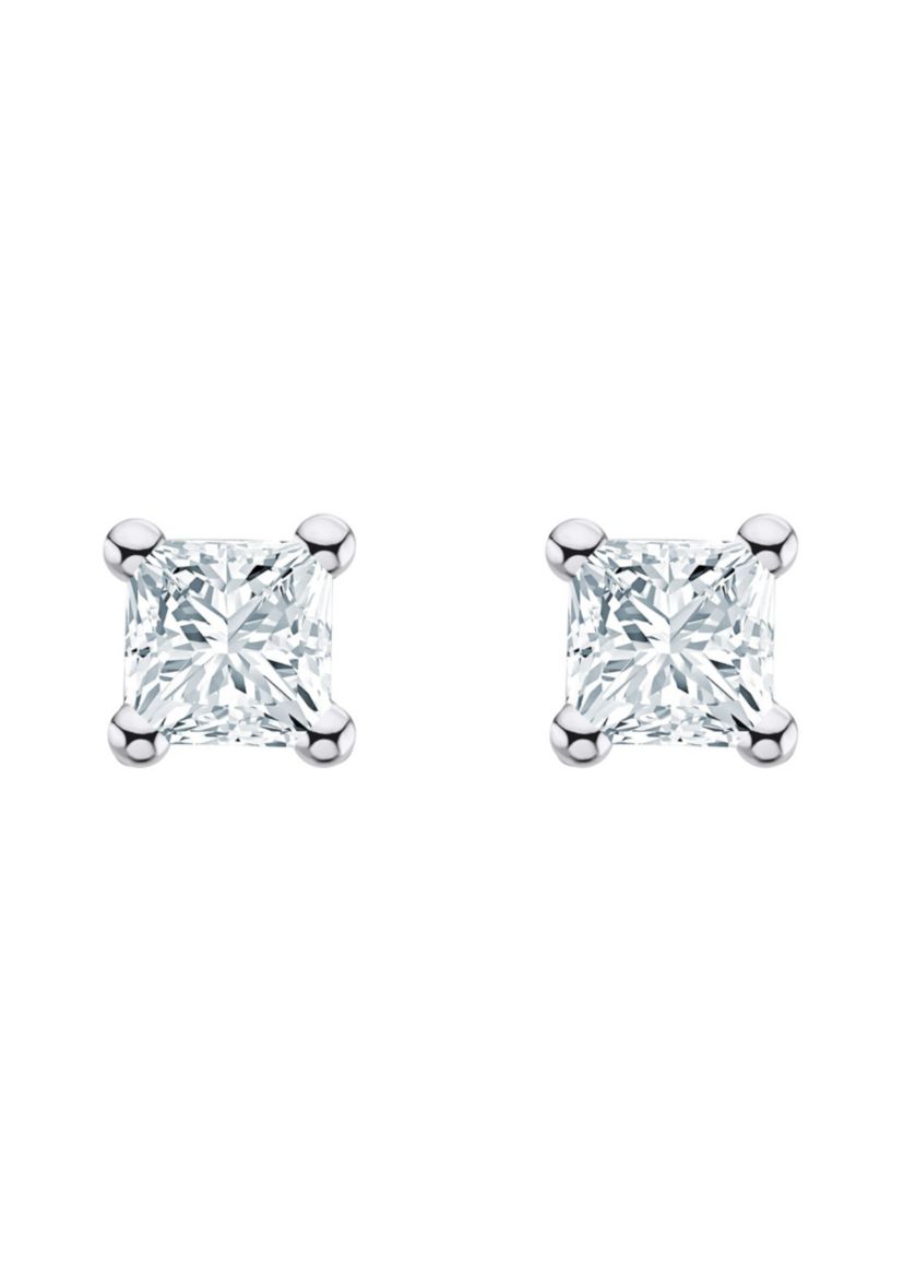 14K Yellow Gold 1/10 CTTW Princess Cut Diamond Stud Earrings
