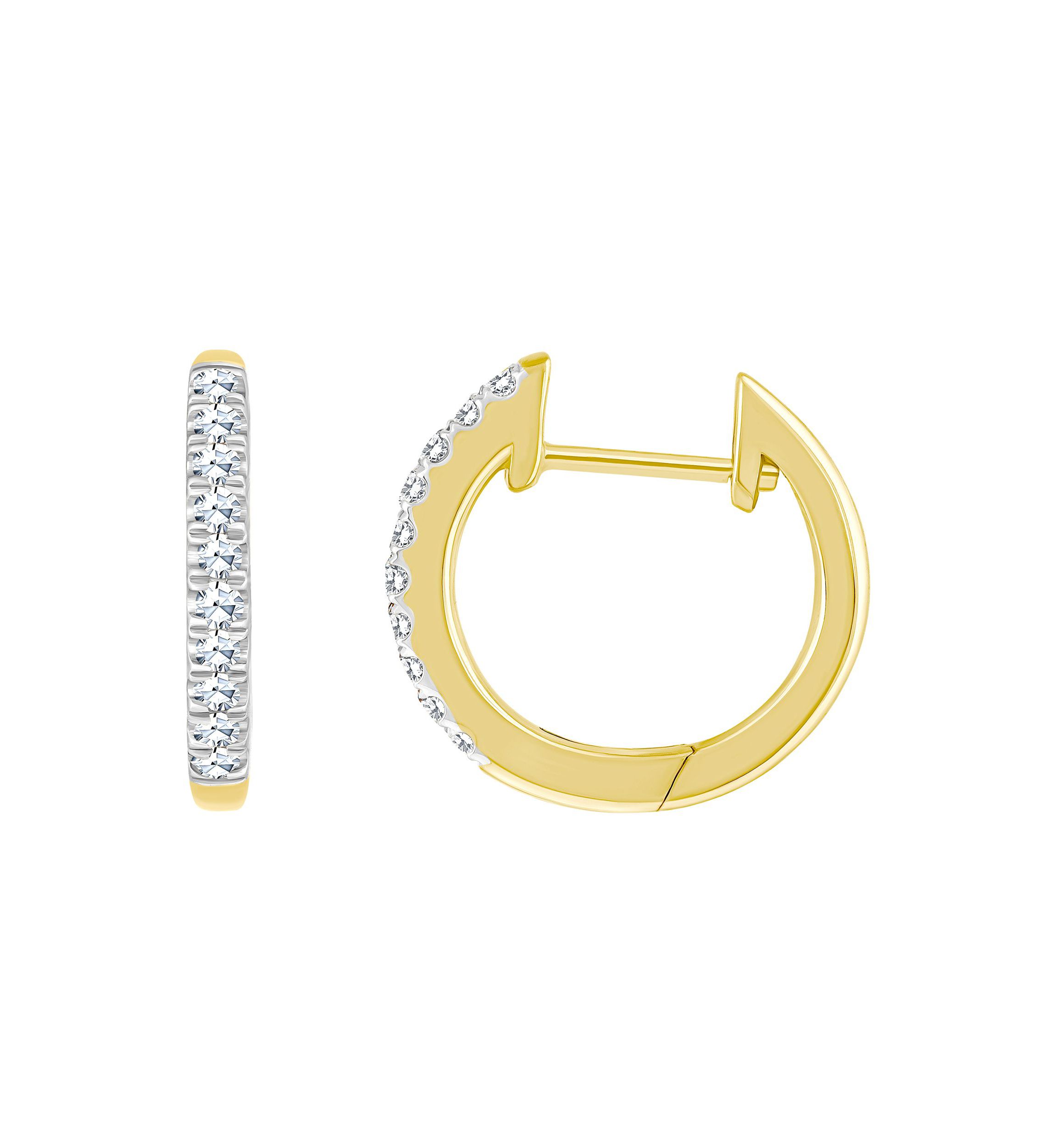 14K White Gold 1/8 CTTW Diamond Hoop Earrings
