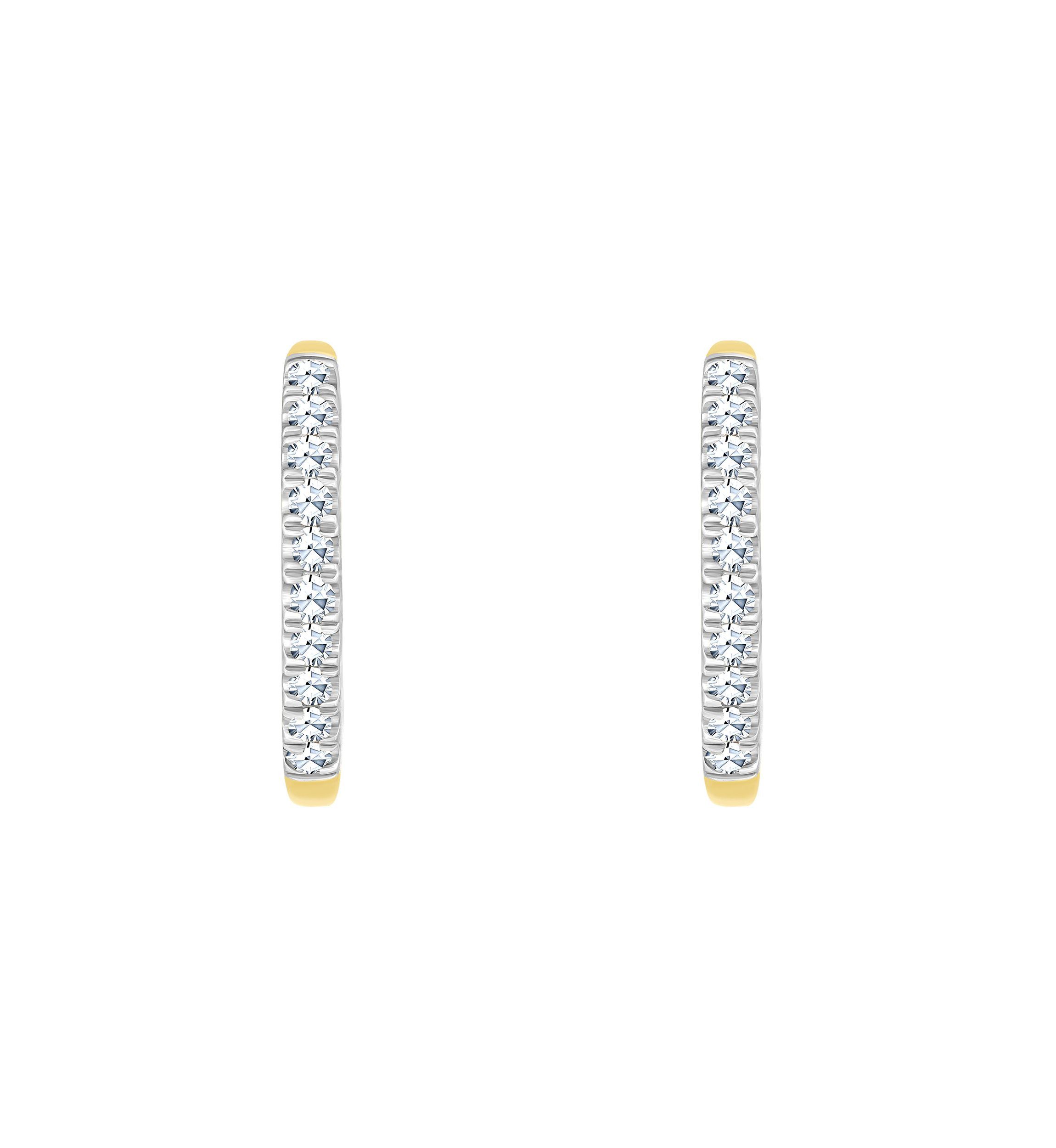 14K White Gold 1/8 CTTW Diamond Hoop Earrings