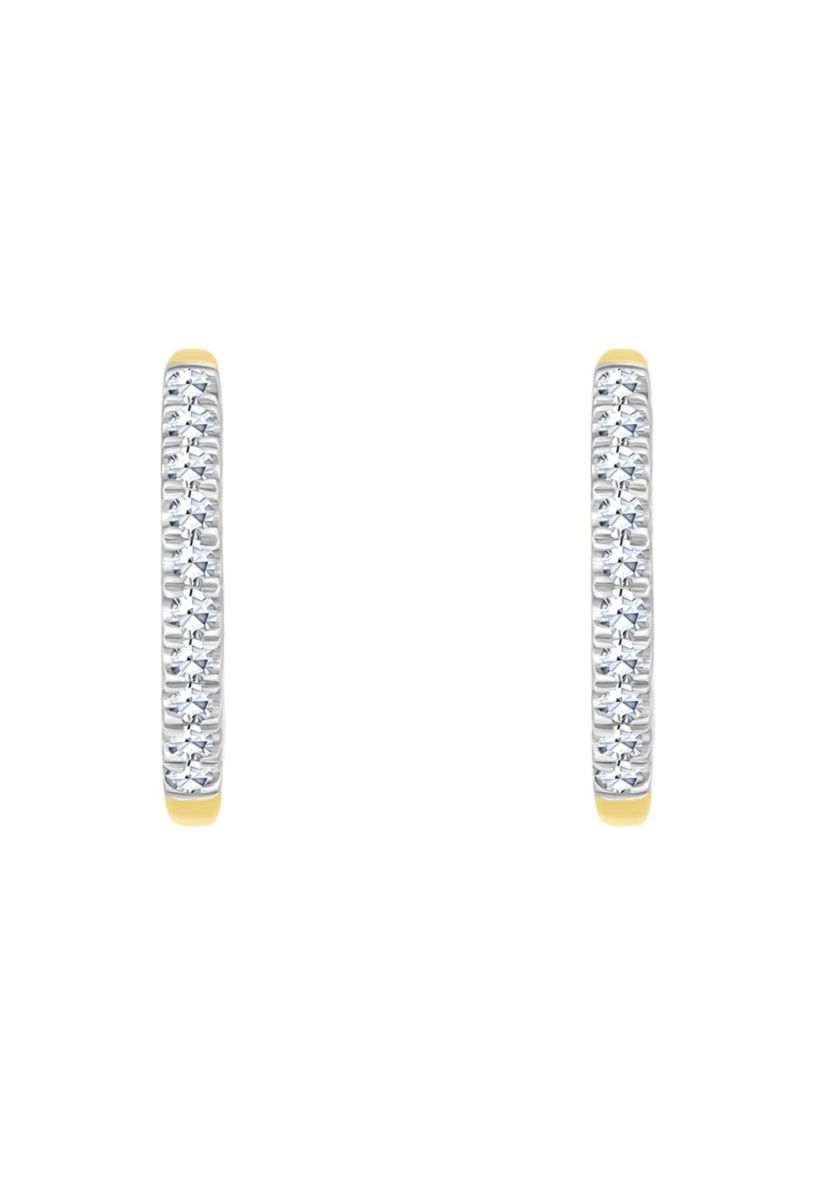 14K White Gold 1/8 CTTW Diamond Hoop Earrings