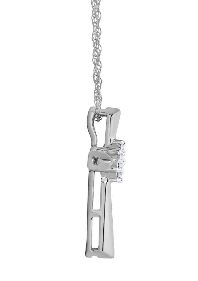 10K Yellow Gold 1/10 CTTW Diamond Cross Pendant Necklace