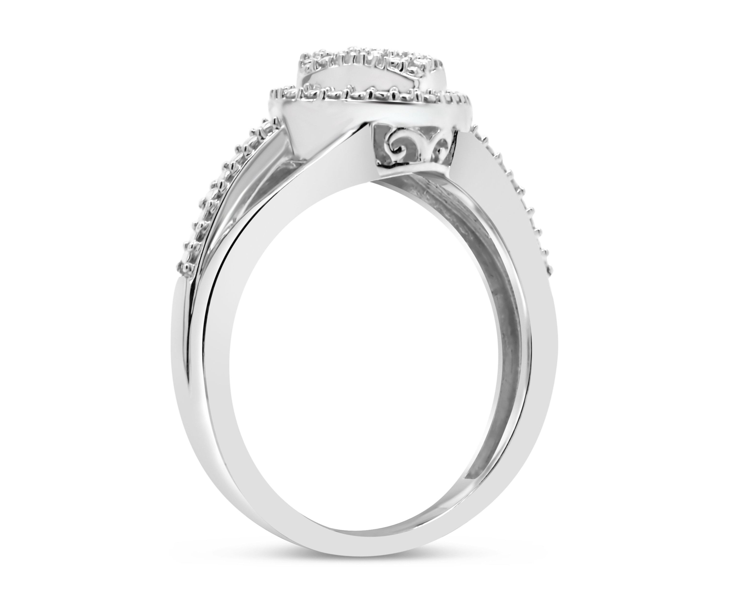 Sterling Silver Diamond Accent Cushion Cluster Ring