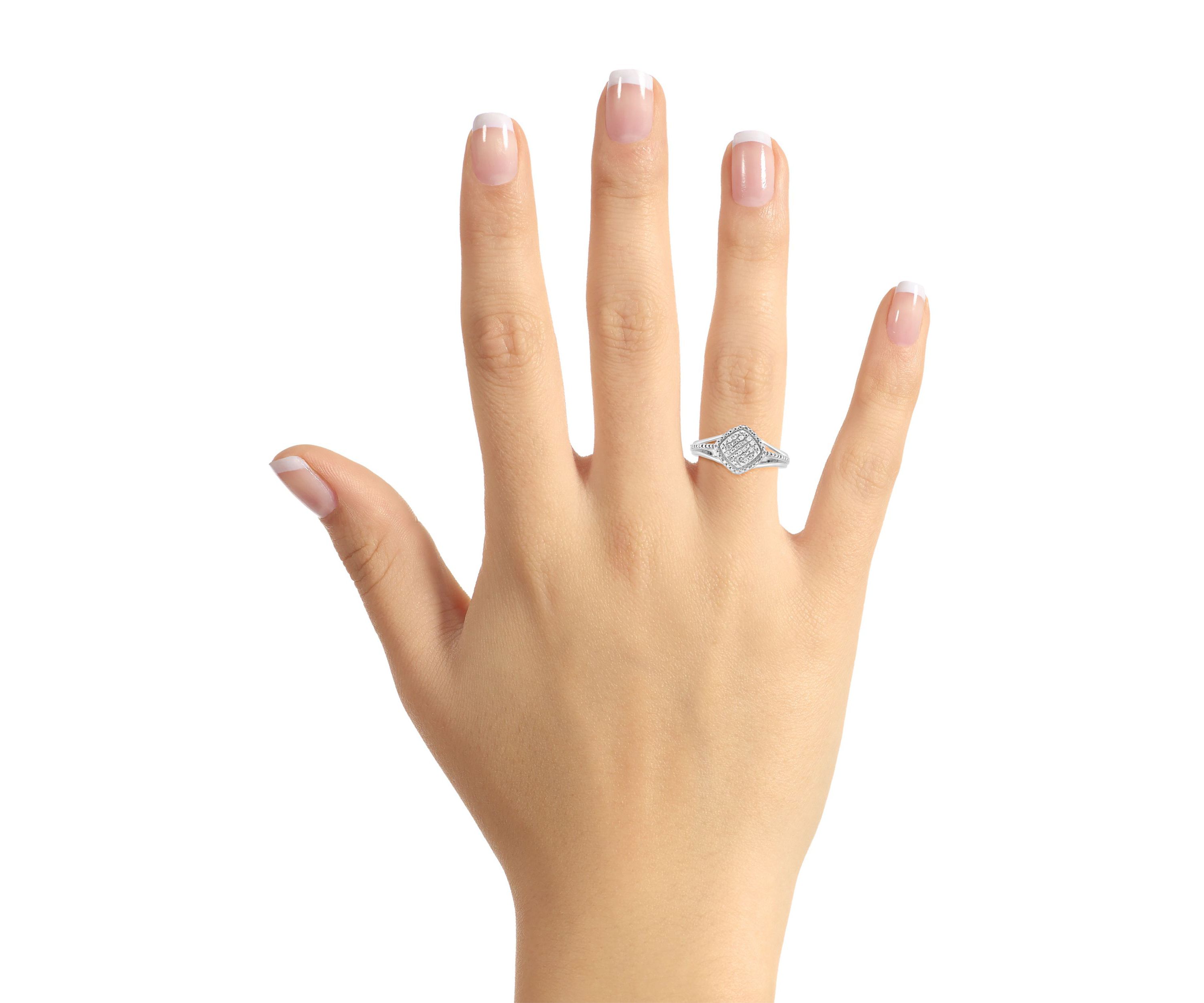 Sterling Silver Diamond Accent Cushion Cluster Ring