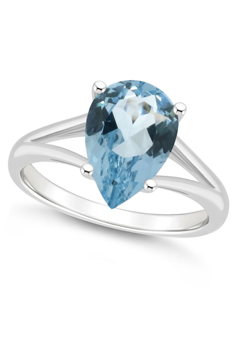 Sterling Silver 12x8mm Pear Shape Sky Blue Topaz Ring