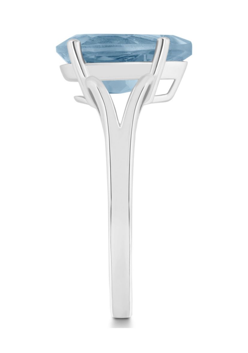 Sterling Silver 12x8mm Pear Shape Sky Blue Topaz Ring