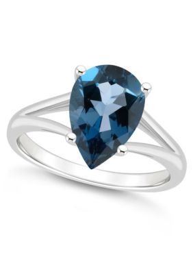 Belk & Co Sterling Silver 12x8mm Pear Shape Gemstone Ring, Blue, 10
