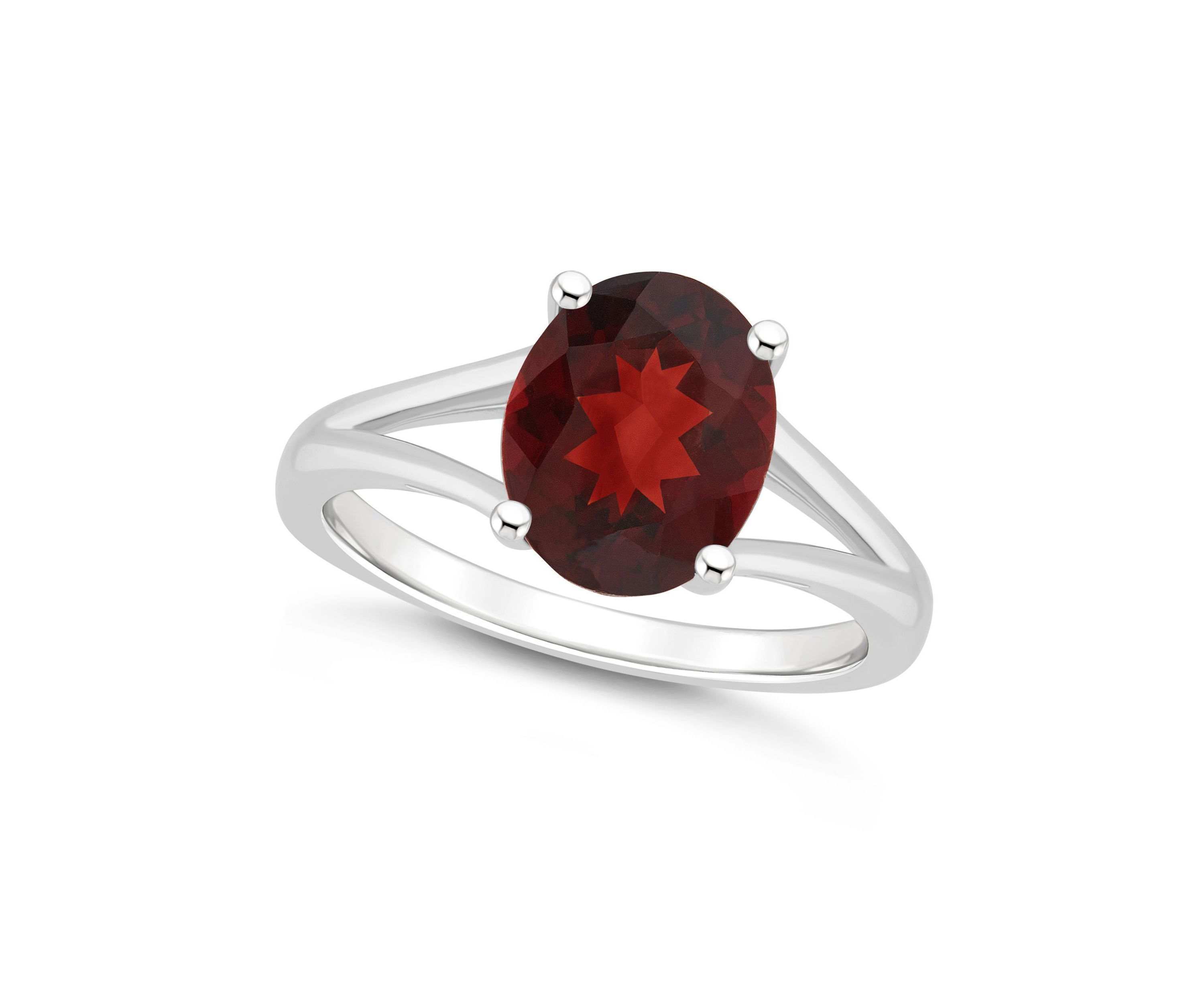 Sterling Silver 10x8mm Oval Garnet Ring