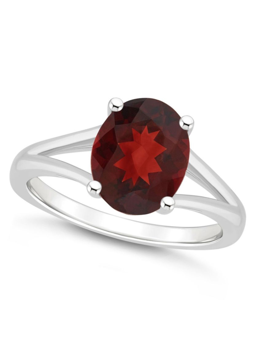Sterling Silver 10x8mm Oval Garnet Ring