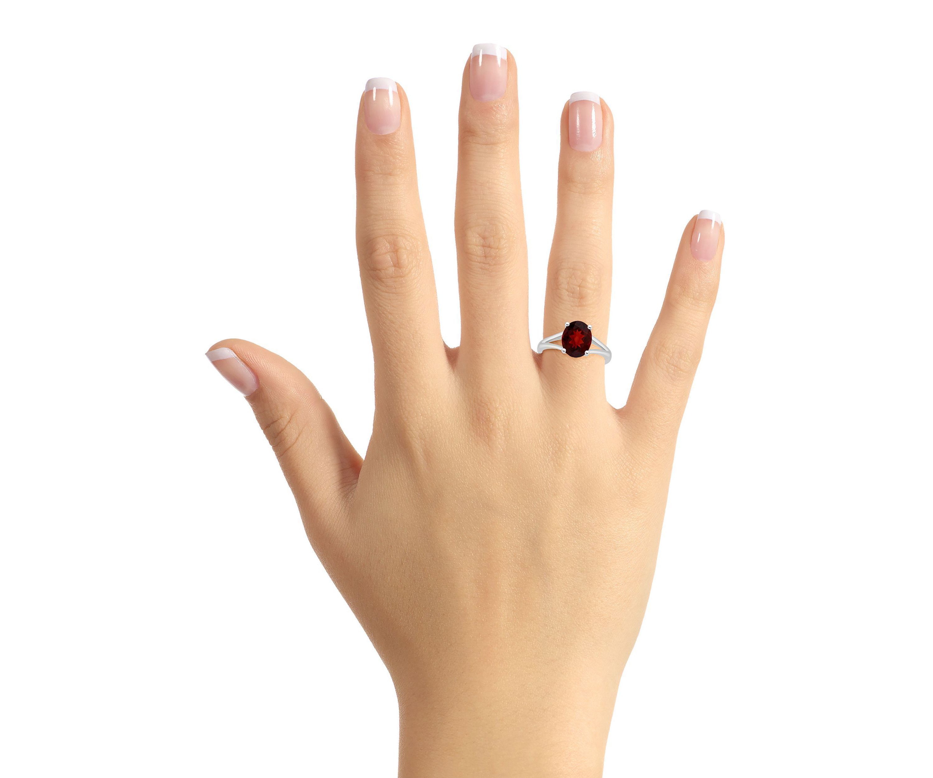 Sterling Silver 10x8mm Oval Garnet Ring