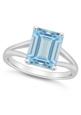 Belk & Co Sterling Silver 10x8mm Emerald Cut Sky Blue Topaz Ring