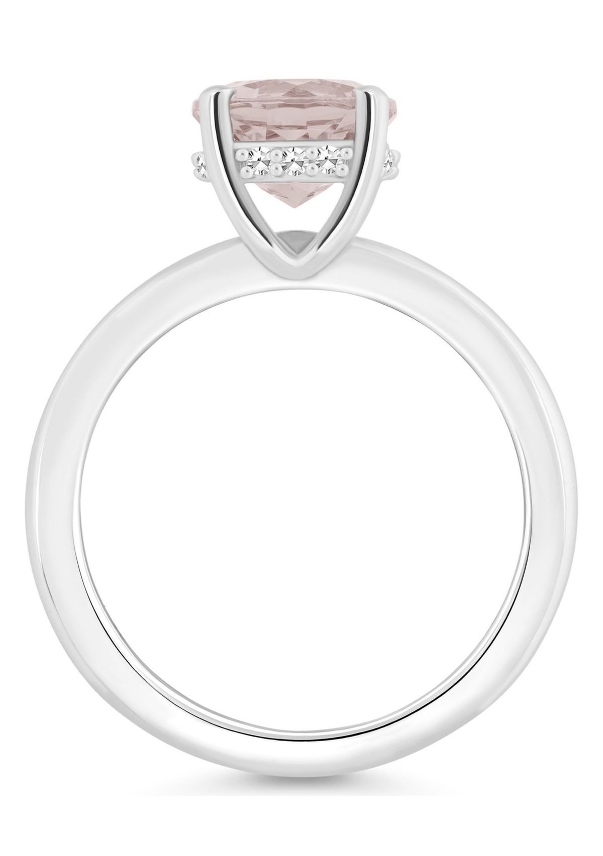 Belk & Co. Sterling Silver 8mm Round Rose Quartz Diamond Accent Ring | Belk
