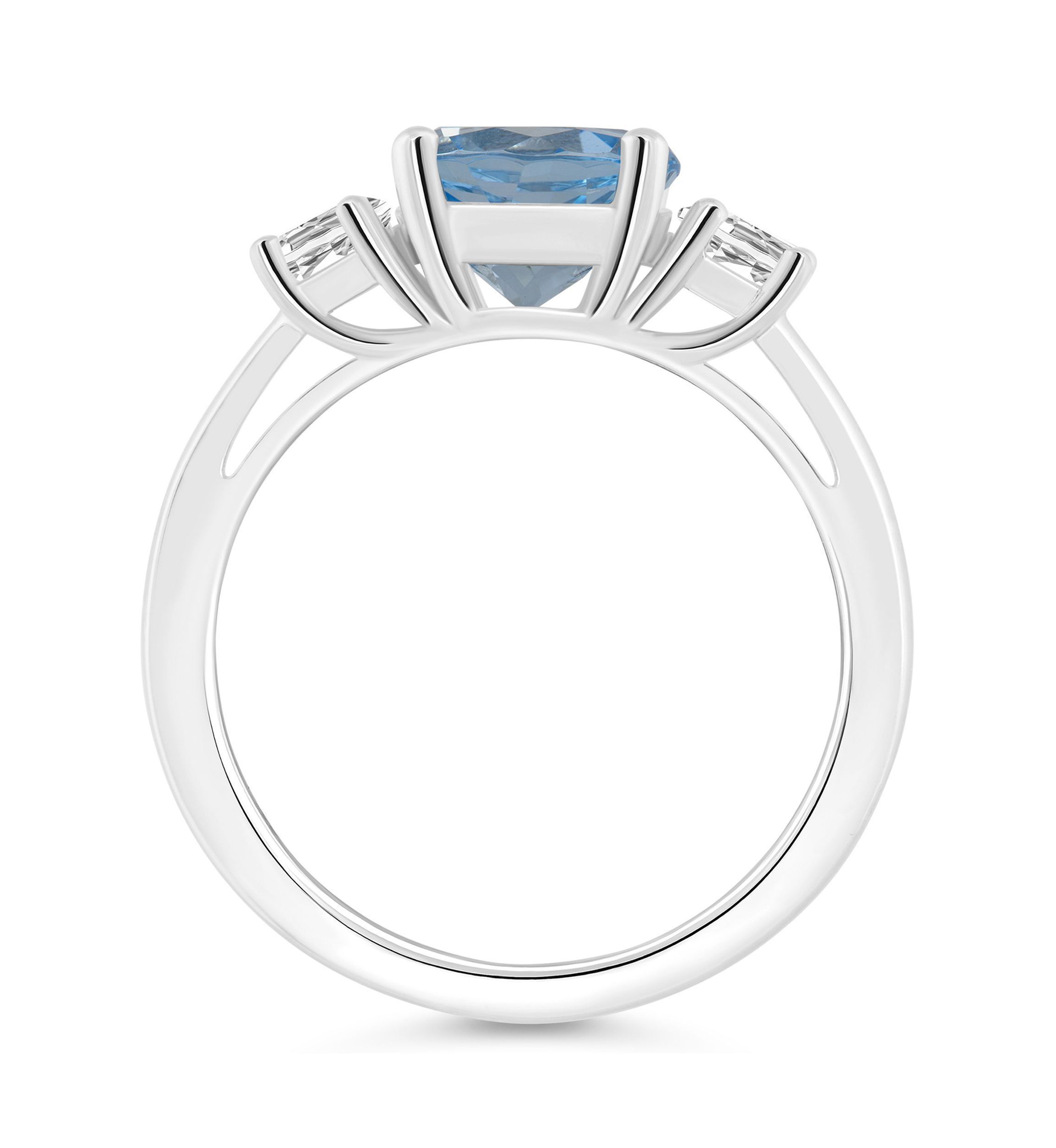 Sterling Silver 8mm Round Sky Blue Topaz And White Topaz 3-Stone Ring