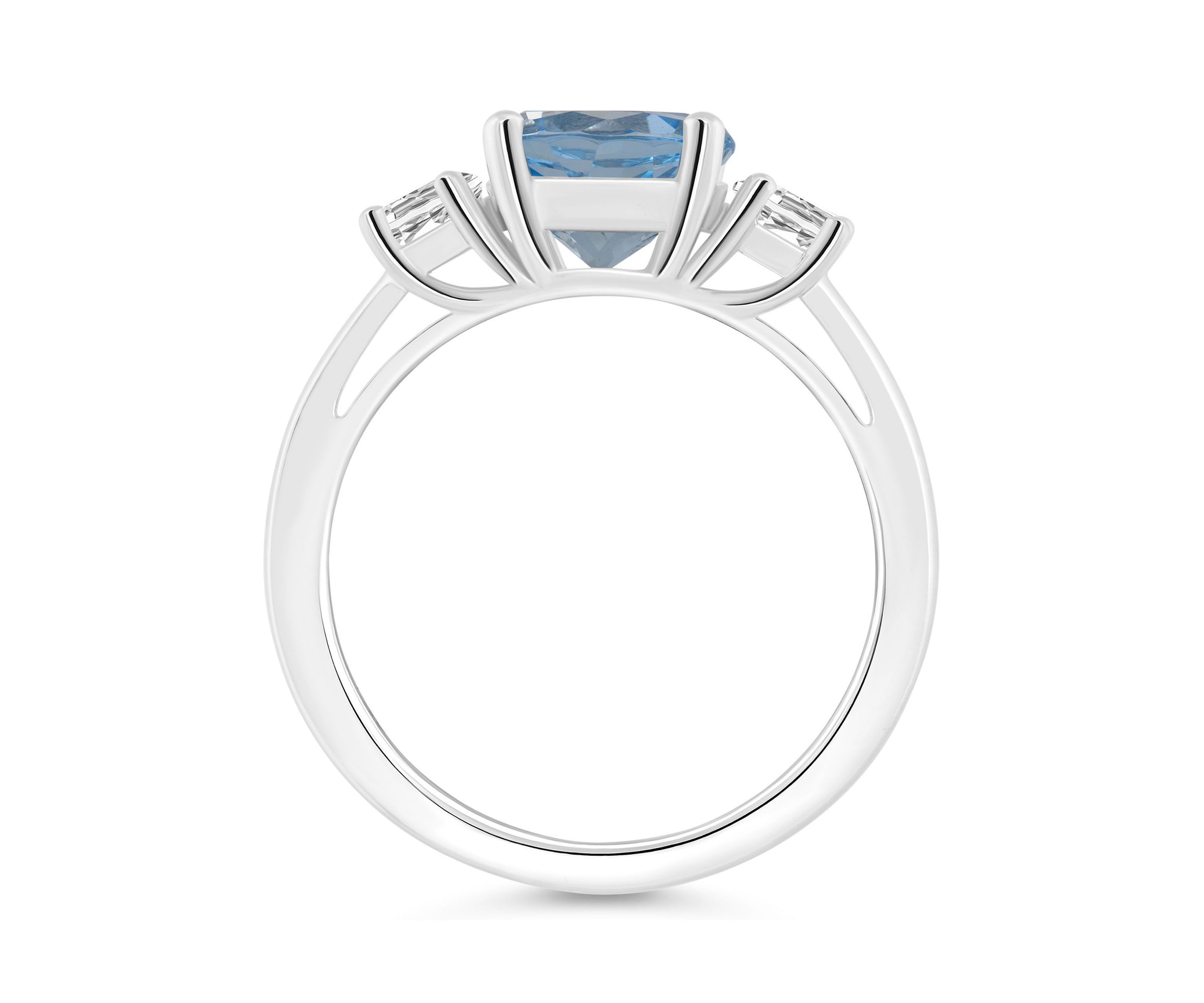 Sterling Silver 8mm Round Sky Blue Topaz And White Topaz 3-Stone Ring