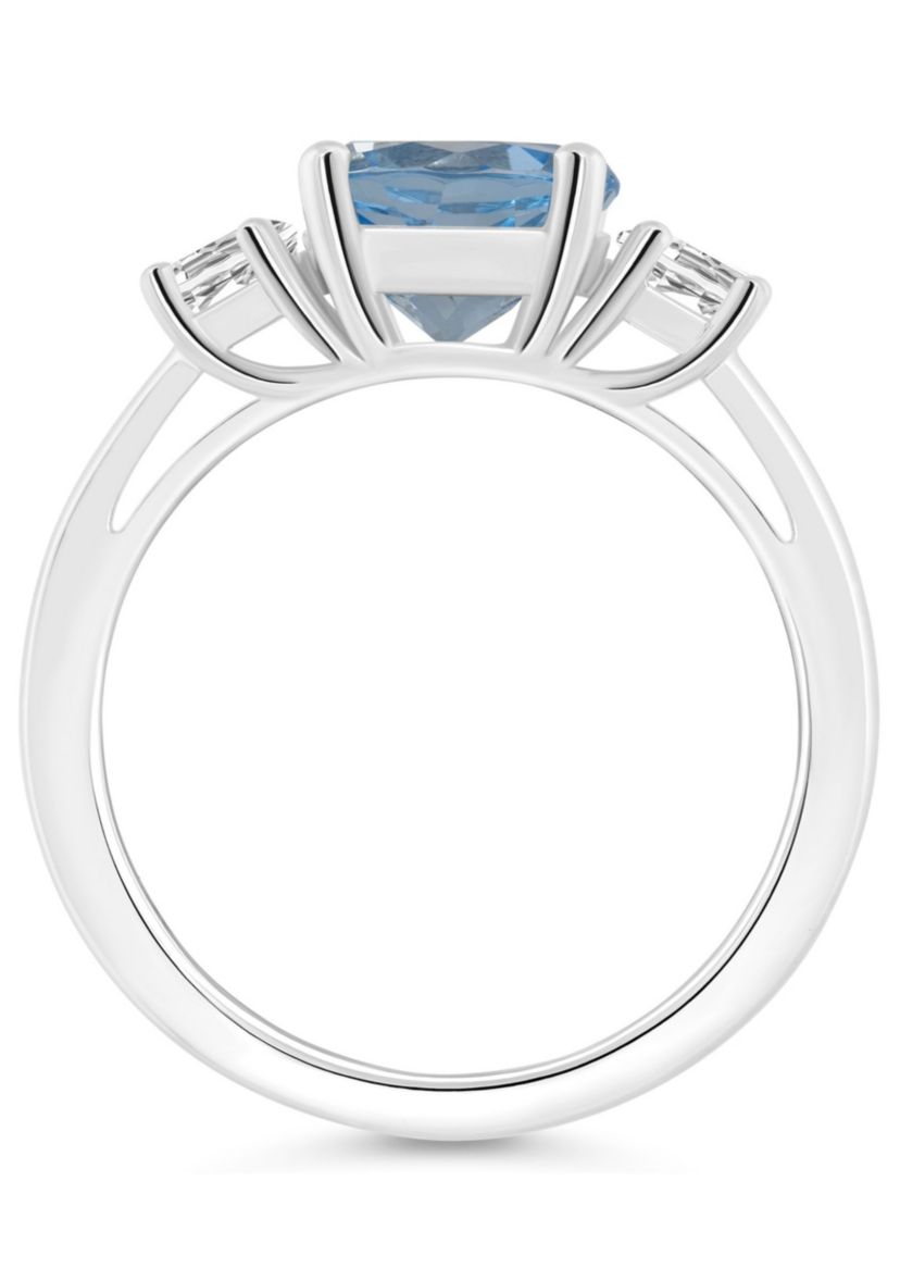 Sterling Silver 8mm Round Sky Blue Topaz And White Topaz 3-Stone Ring