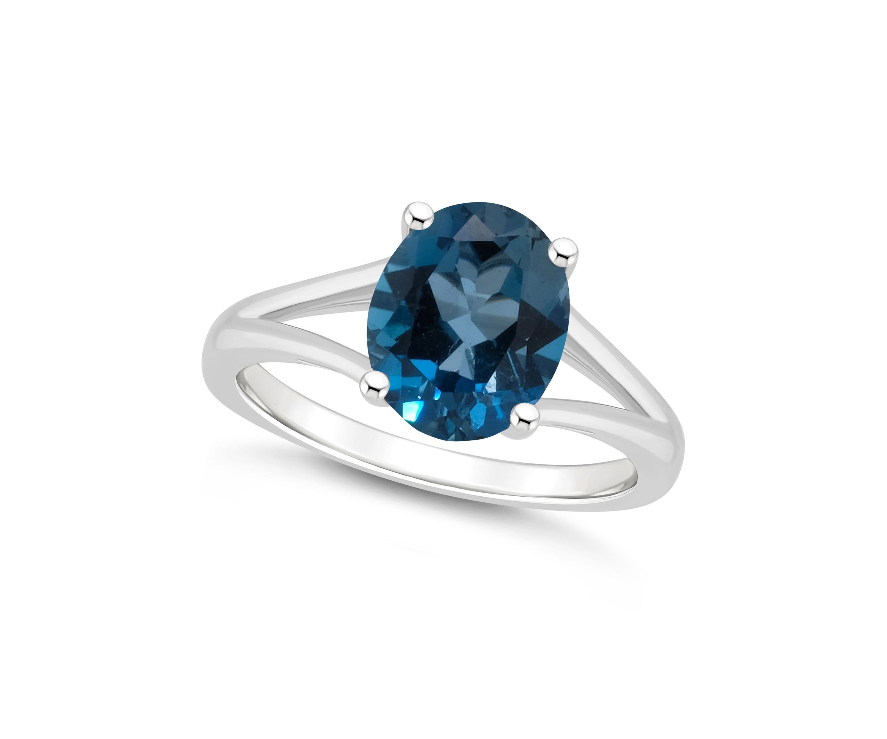 Sterling Silver 10x8mm Oval London Blue Topaz Ring