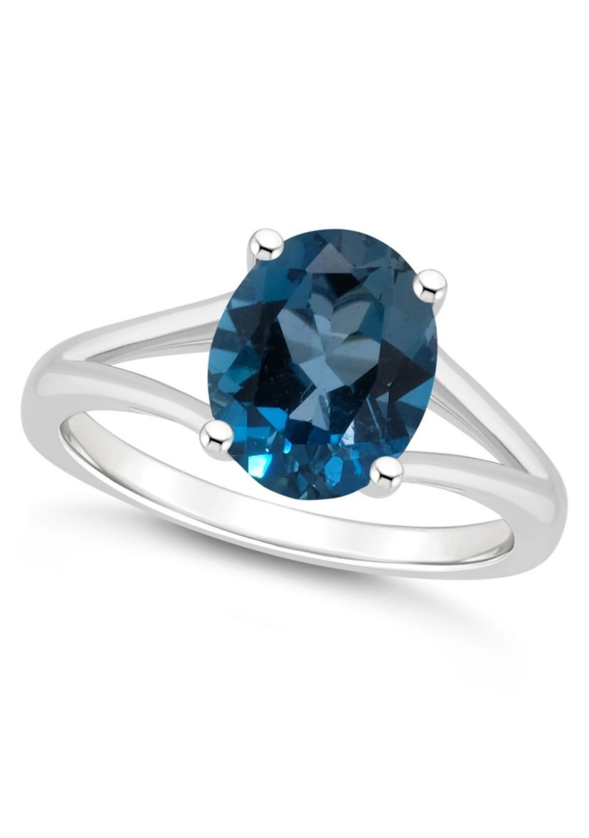 Sterling Silver 10x8mm Oval London Blue Topaz Ring