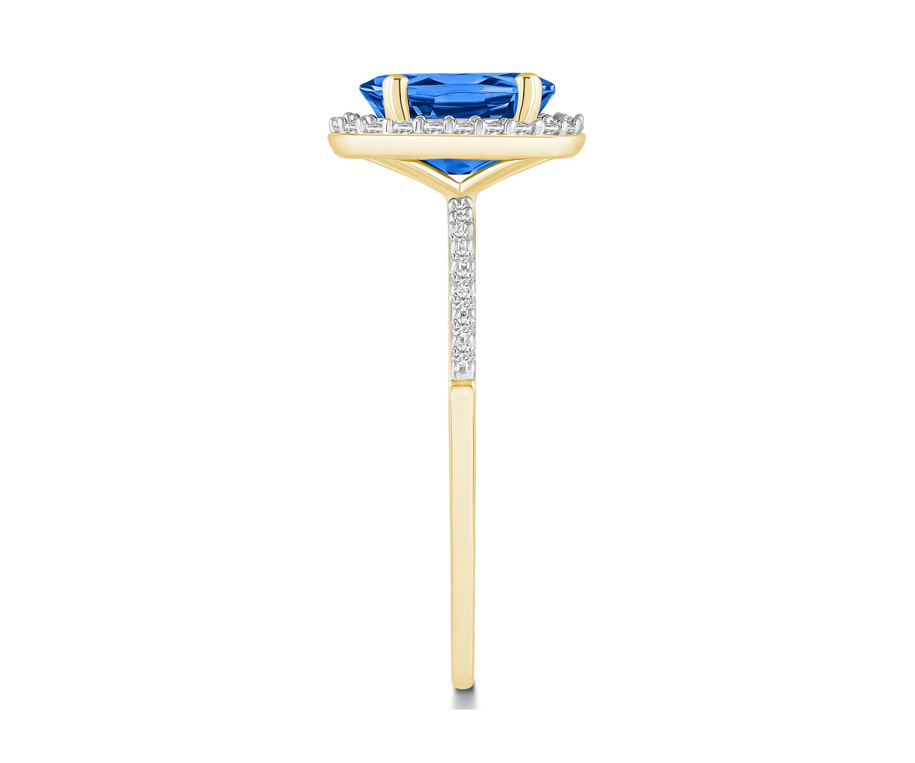 Lab Created 10K Yellow Gold 8x6mm Oval Created Sapphire And Created White Sapphire Halo Ring