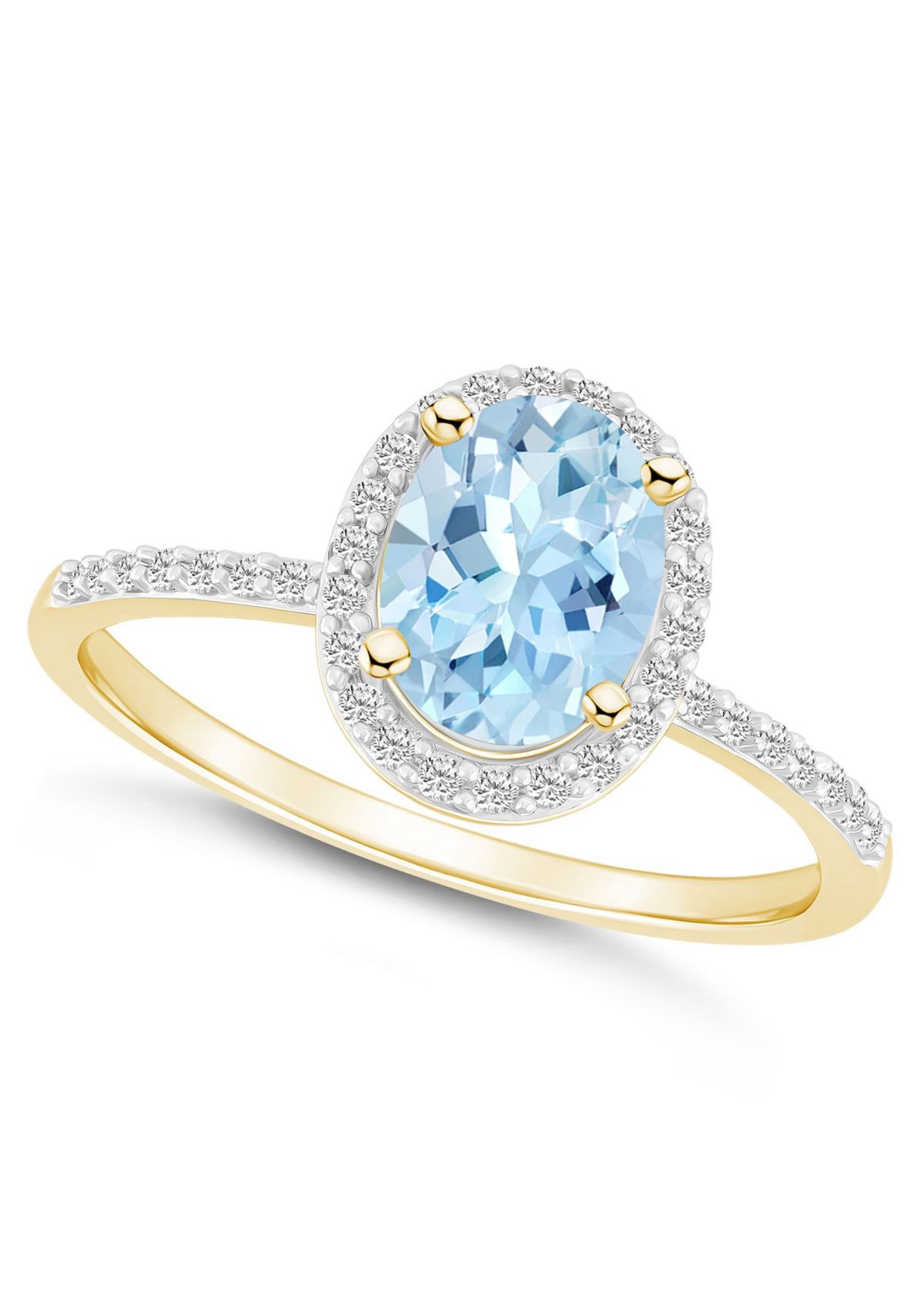 Belk & Co. Lab Created 10K Yellow Gold 8x6mm Oval Simulated Aquamarine ...