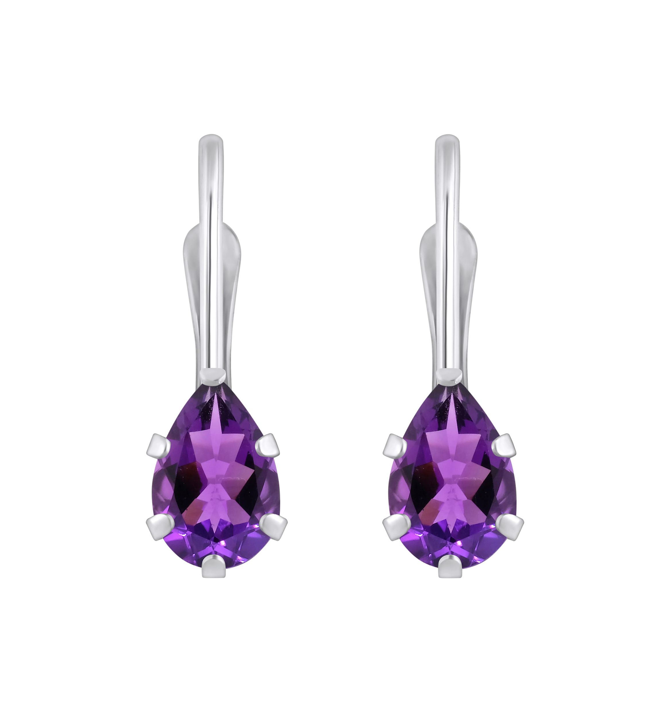 10K Yellow Gold 6x4mm Pear Shape Amethyst Leverback Earrings