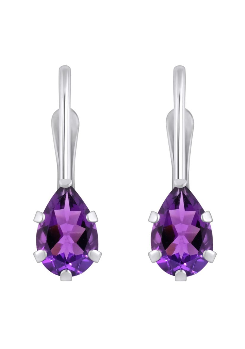 10K Yellow Gold 6x4mm Pear Shape Amethyst Leverback Earrings