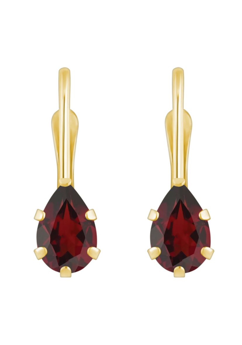 10K Yellow Gold 6x4mm Pear Shape Garnet Leverback Earrings