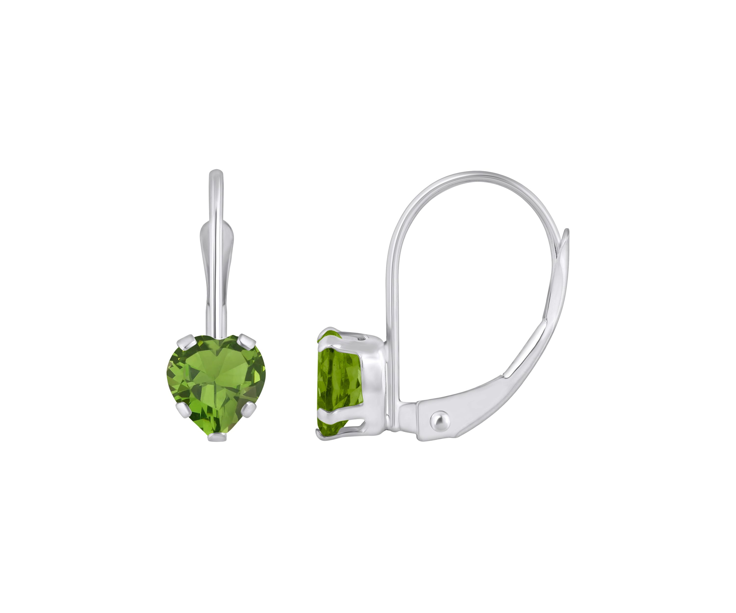 10K Yellow Gold 5mm Heart Shape Peridot Leverback Earrings