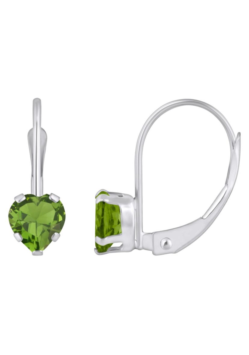 10K Yellow Gold 5mm Heart Shape Peridot Leverback Earrings