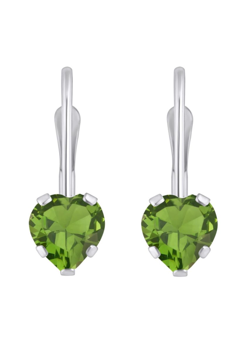 10K Yellow Gold 5mm Heart Shape Peridot Leverback Earrings