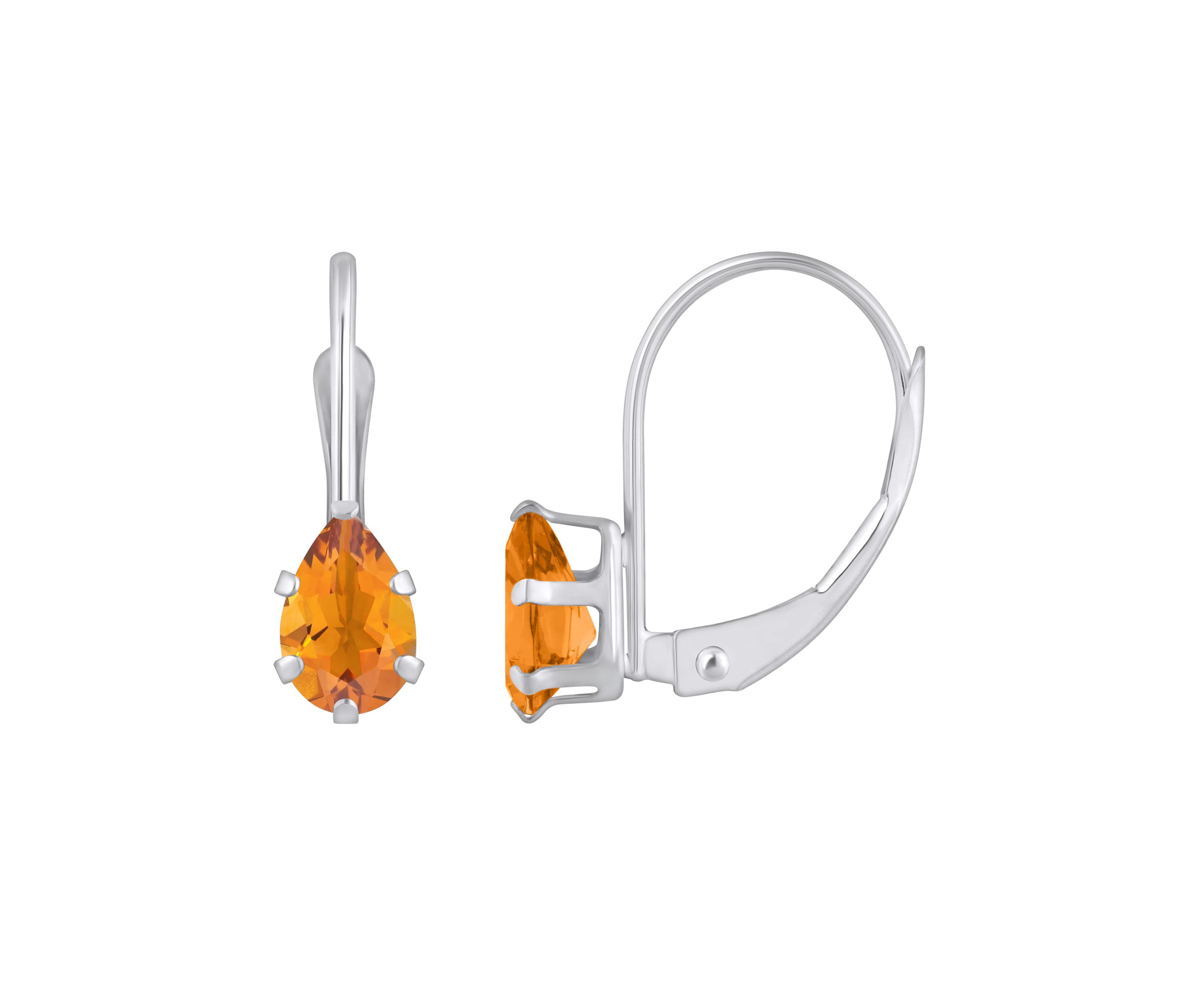 10K Yellow Gold 6x4mm Pear Shape Citrine Leverback Earrings