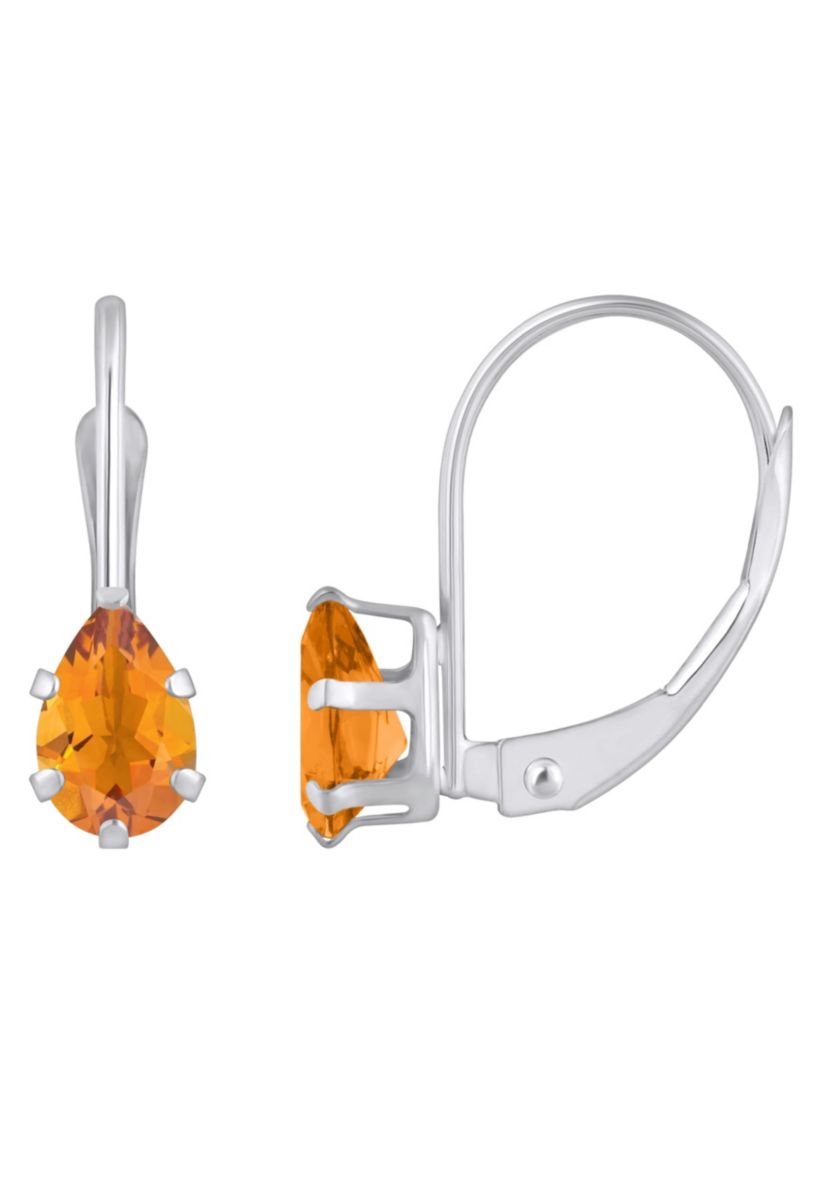 10K Yellow Gold 6x4mm Pear Shape Citrine Leverback Earrings