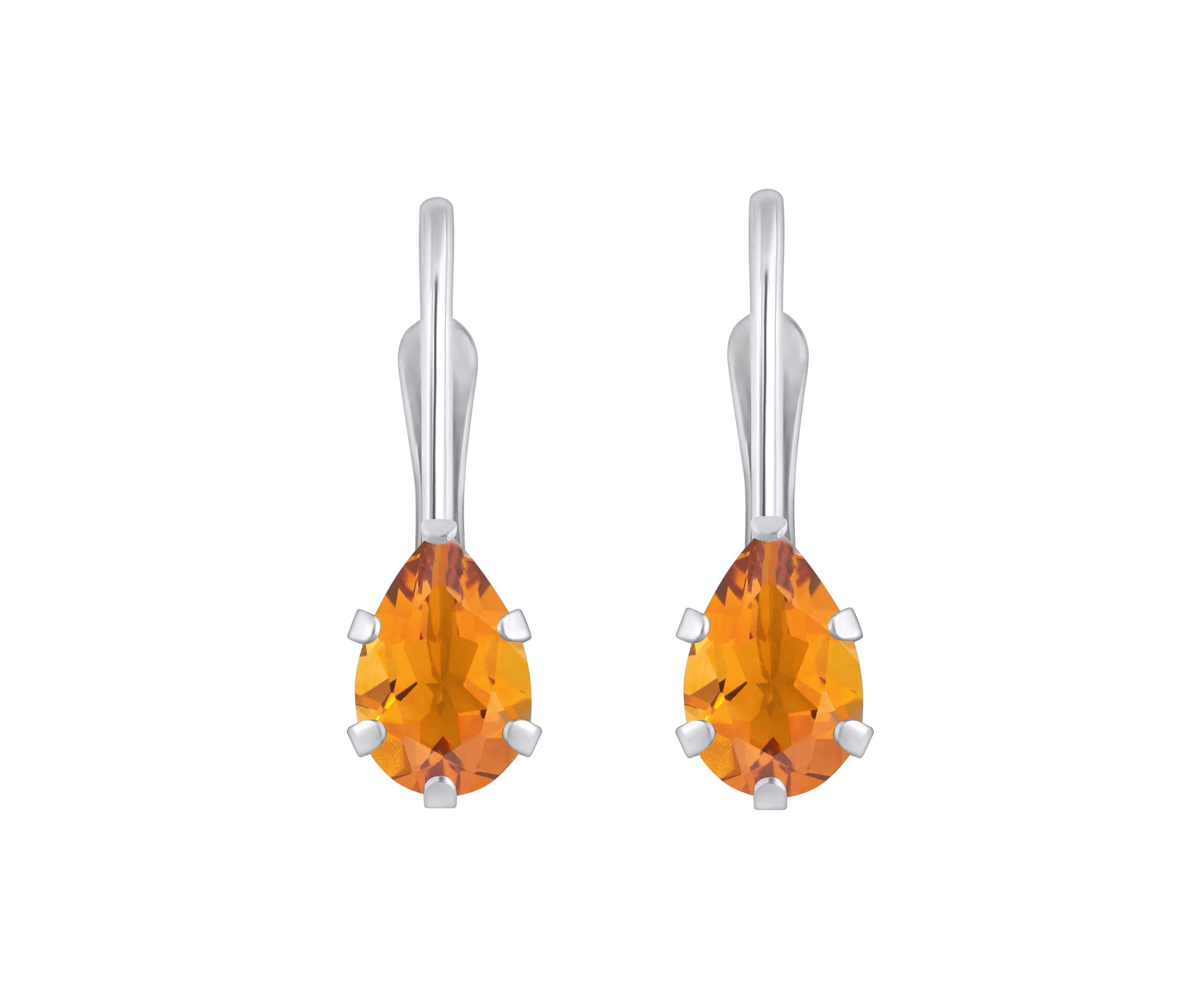 10K Yellow Gold 6x4mm Pear Shape Citrine Leverback Earrings
